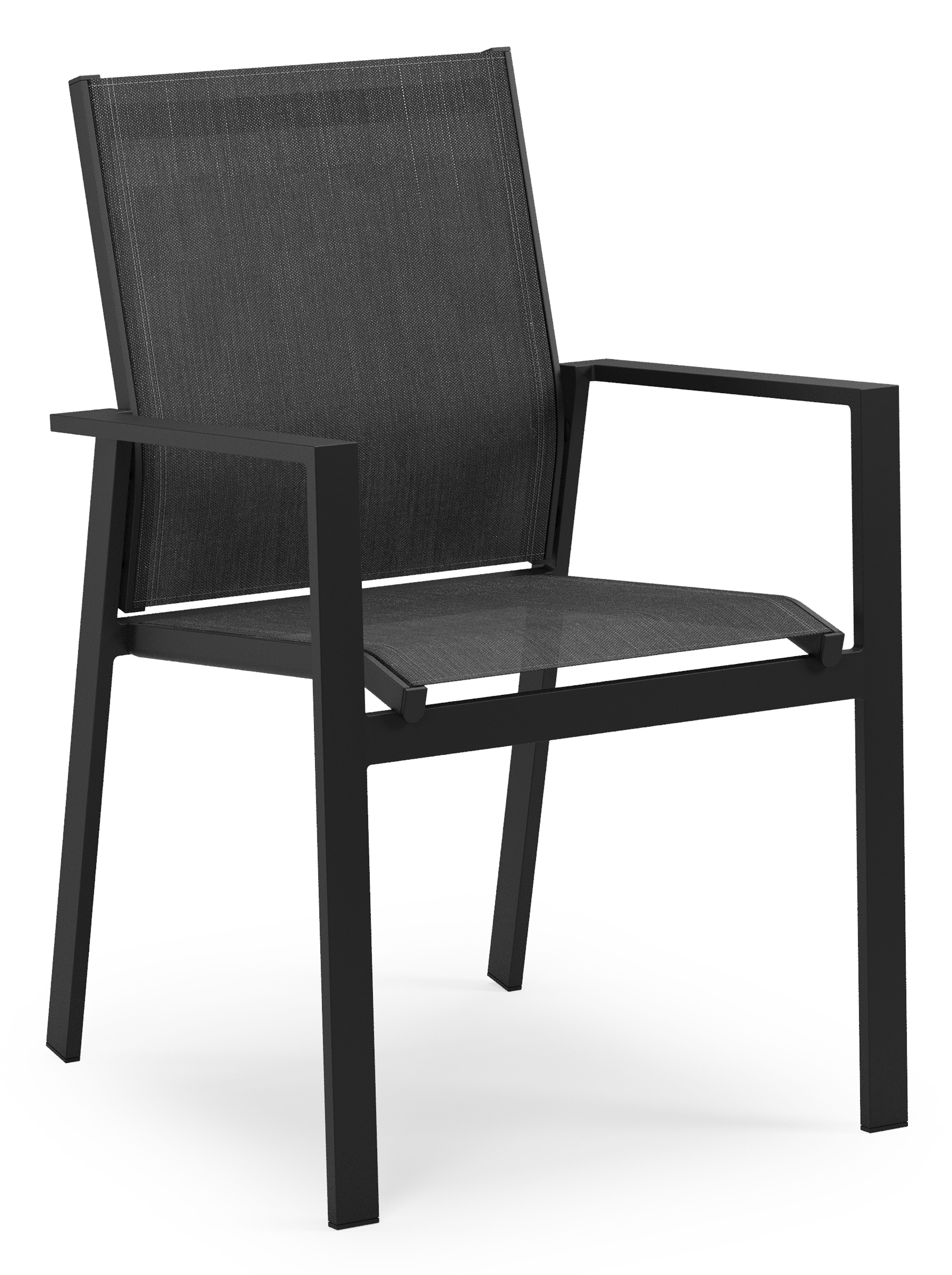 Chaise de jardin Bahia en aluminium noir et textilène simple noir