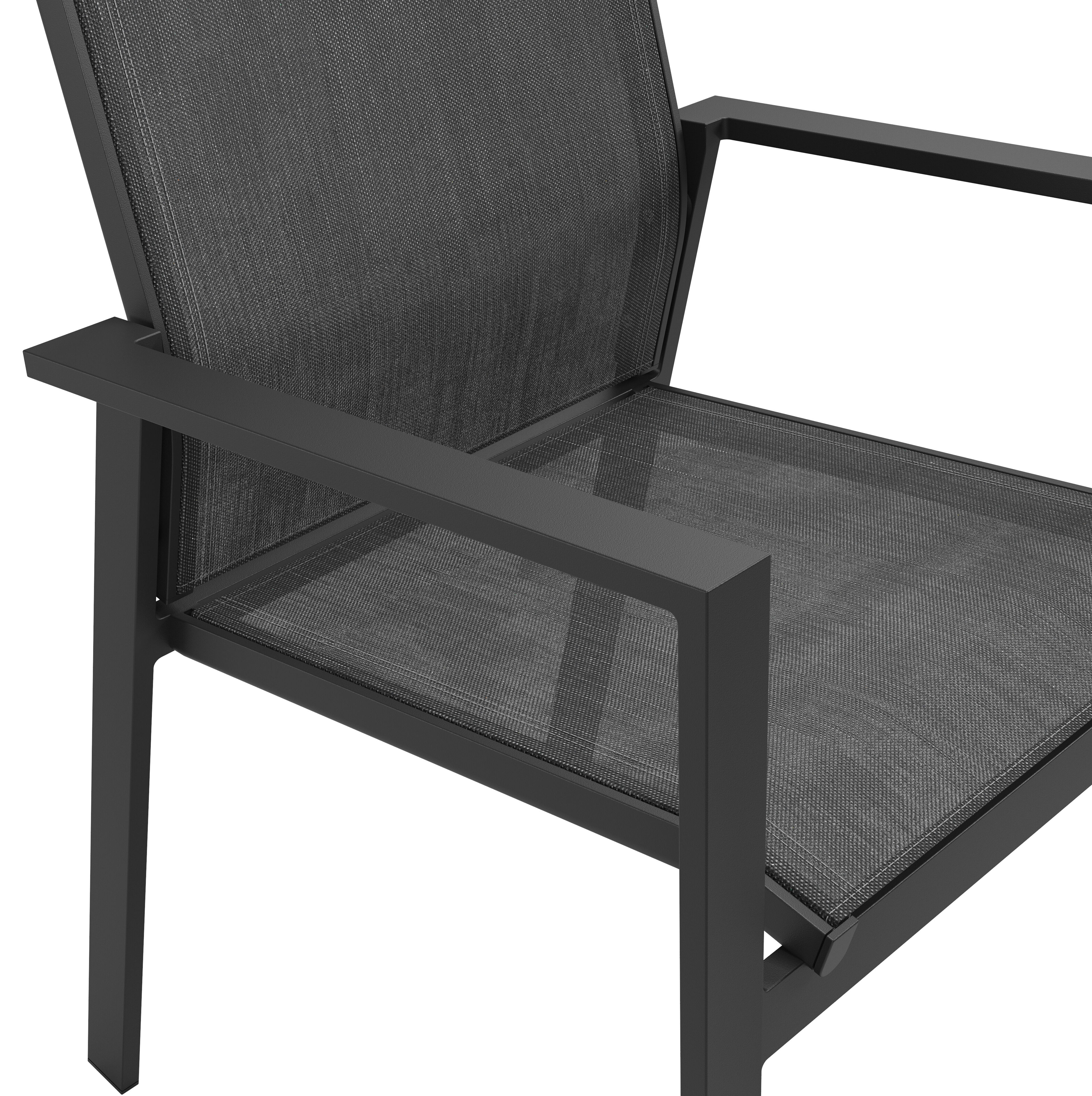 Chaise de jardin Bahia en aluminium noir et textilène simple noir