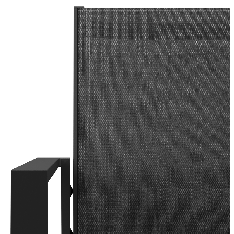 Bahia tuinstoel in zwart aluminium en zwart single textilene
