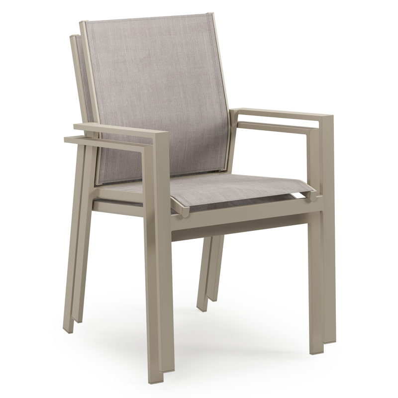 Bahia tuinstoel in beige aluminium en beige single textilene