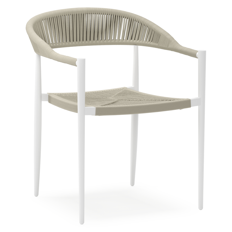 Guarda tuinstoel in wit aluminium en beige rope