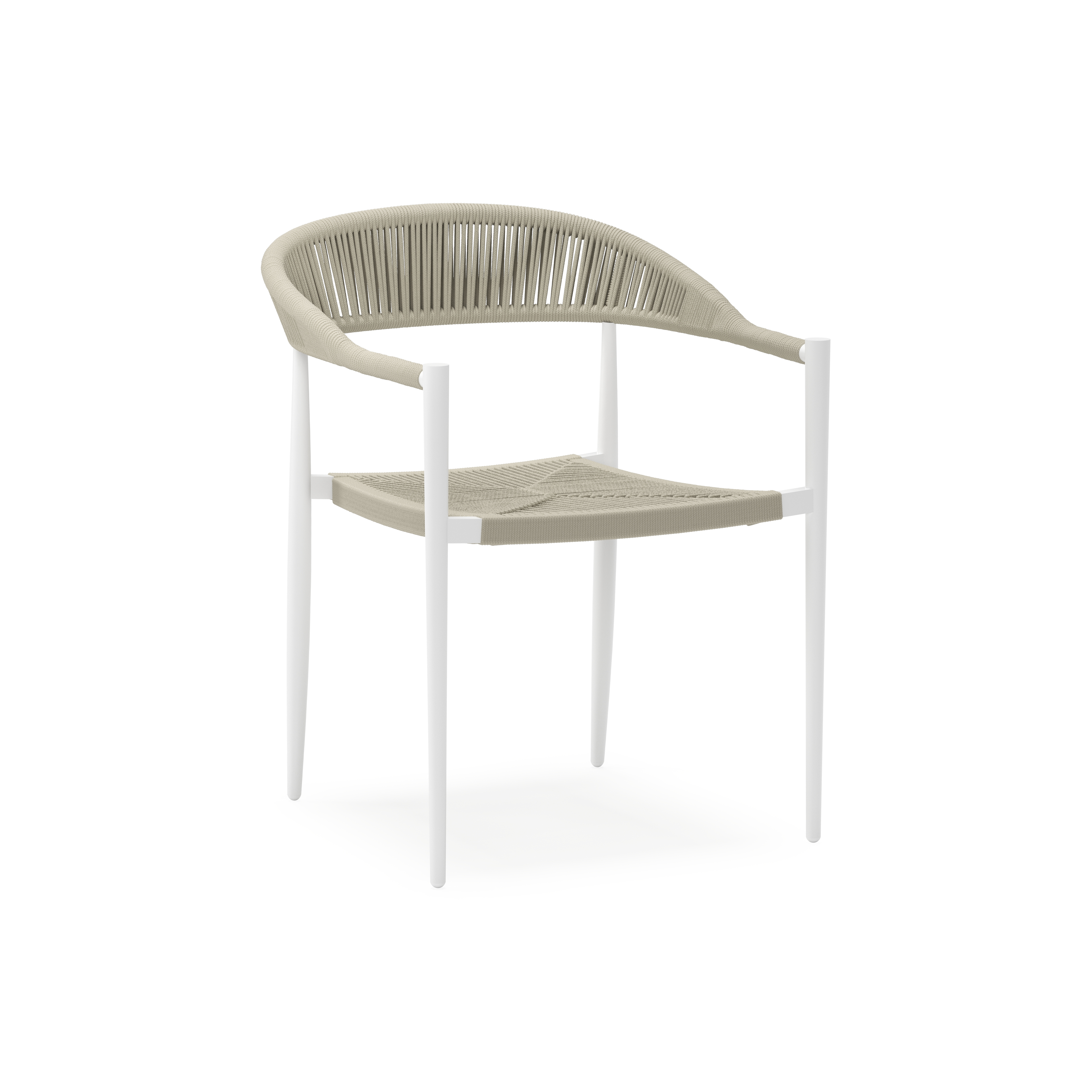 Guarda tuinstoel in wit aluminium en beige rope