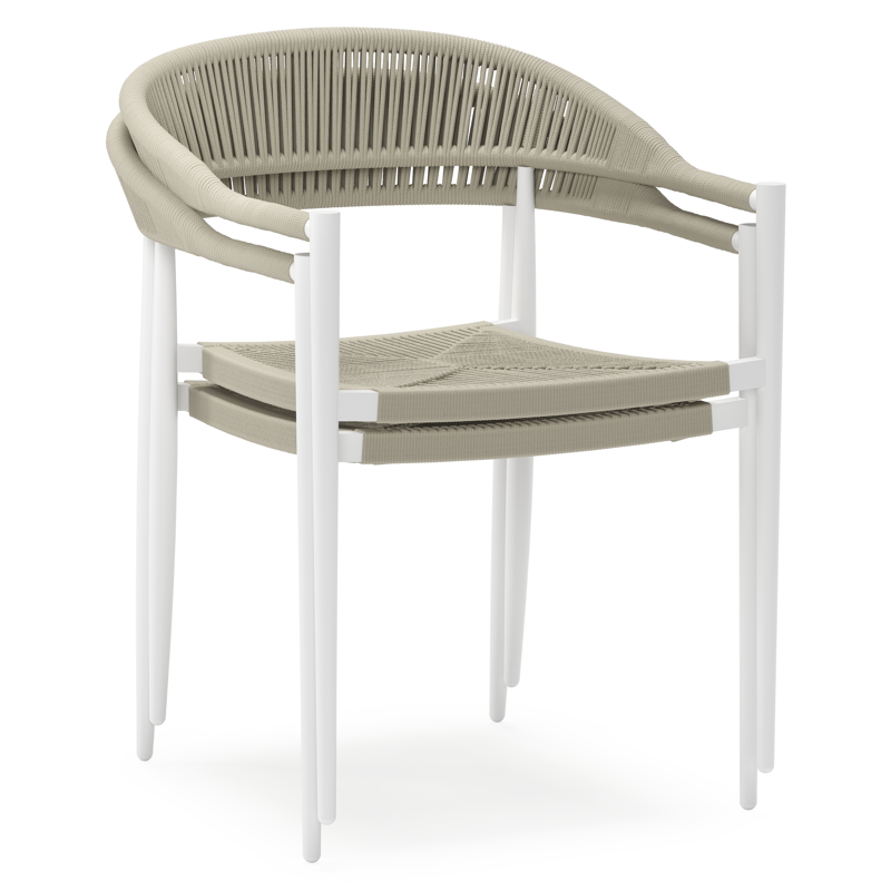 Bahia tuinset rechthoekig in wit aluminium en polywood met 6 Guarda tuinstoelen
