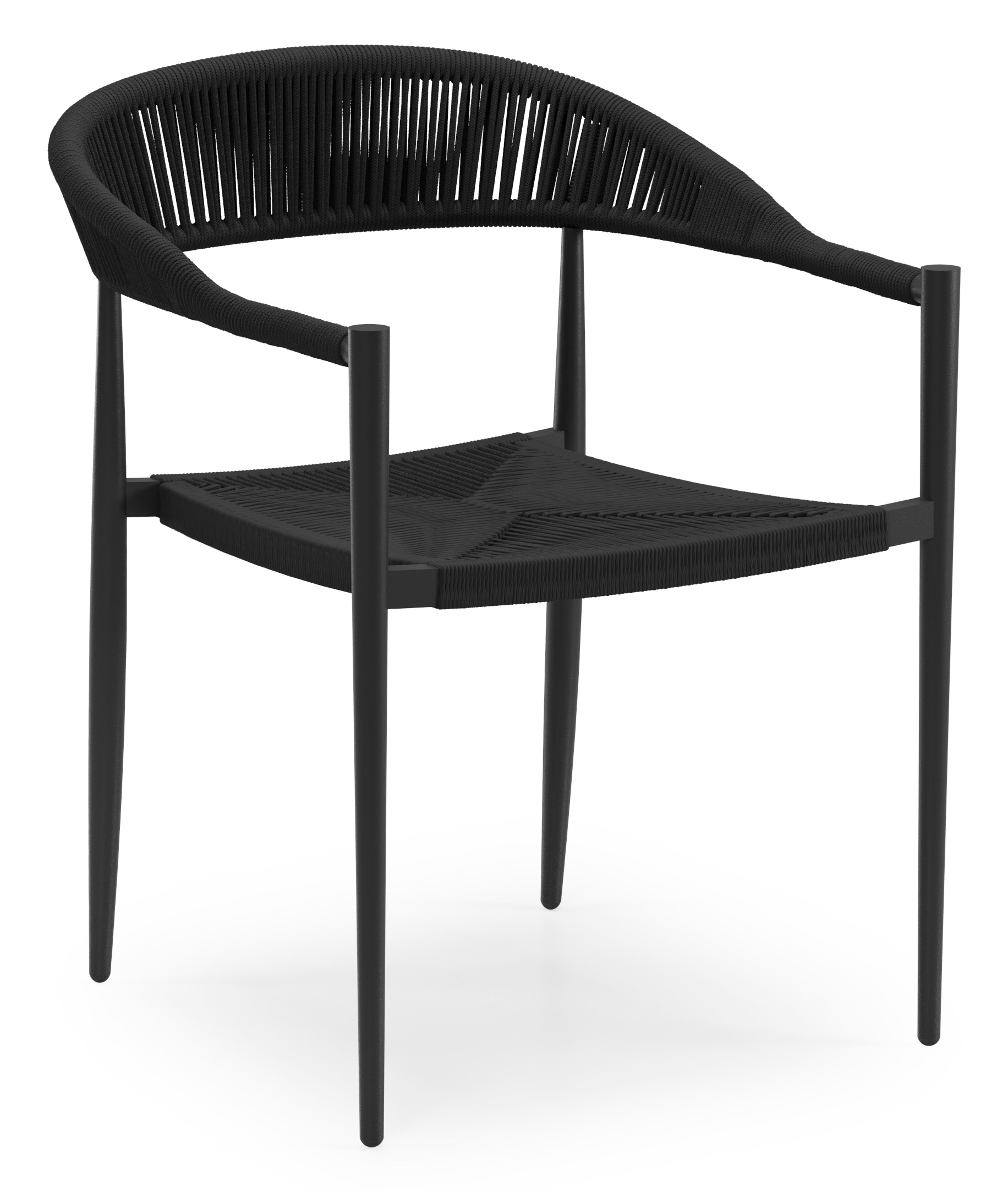 Chaise de jardin Guarda en aluminium noir et corde noir
