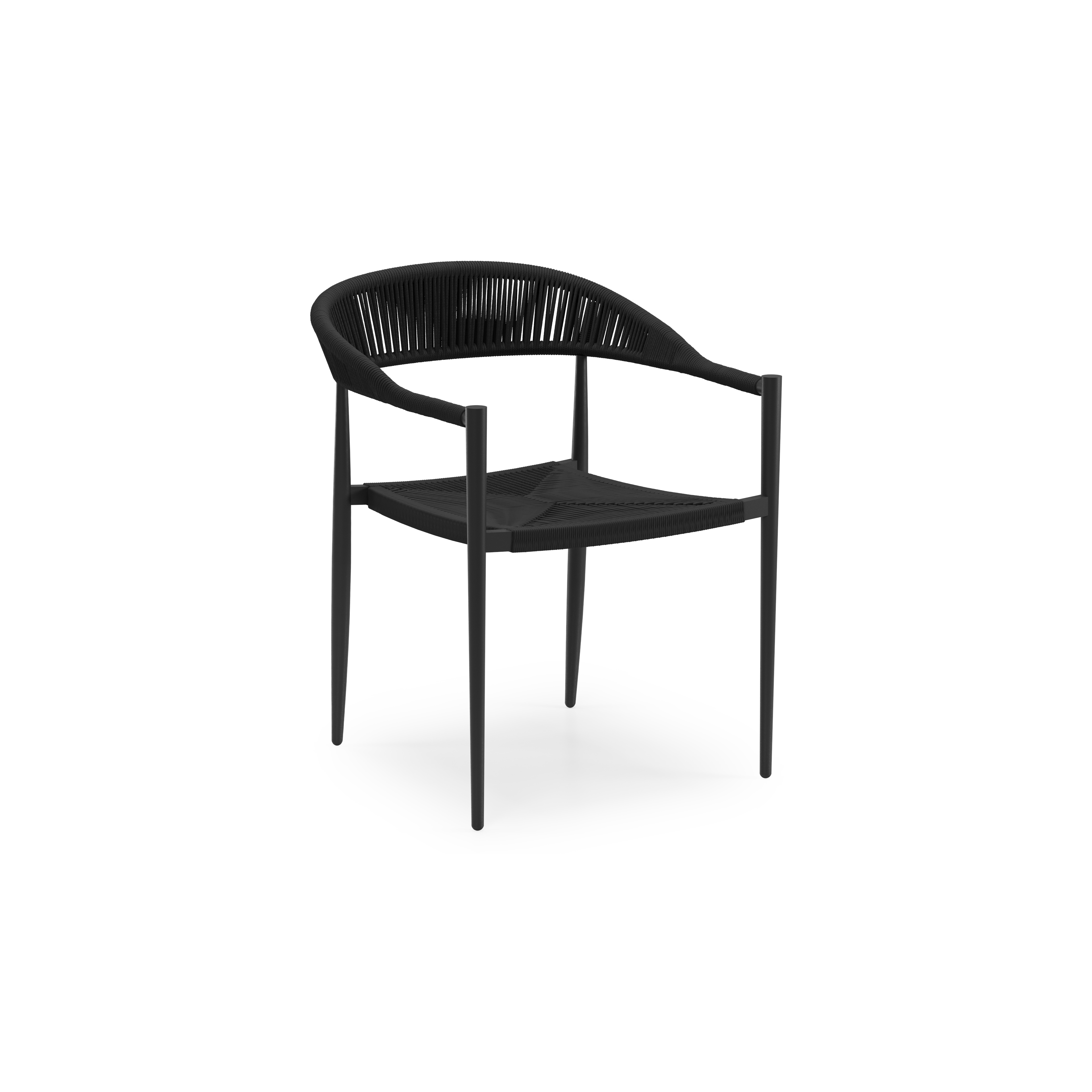 Chaise de jardin Guarda en aluminium noir et corde noir