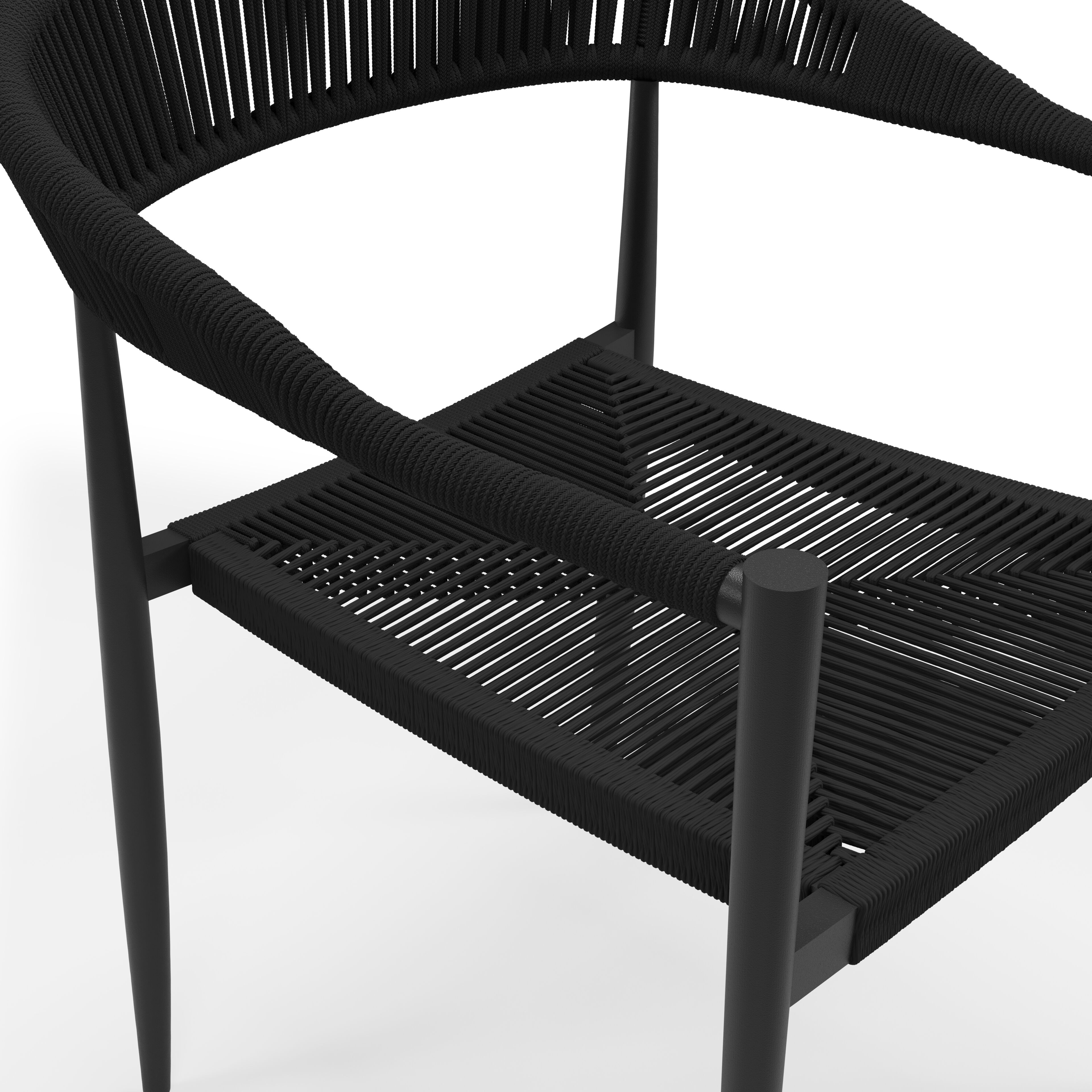 Chaise de jardin Guarda en aluminium noir et corde noir