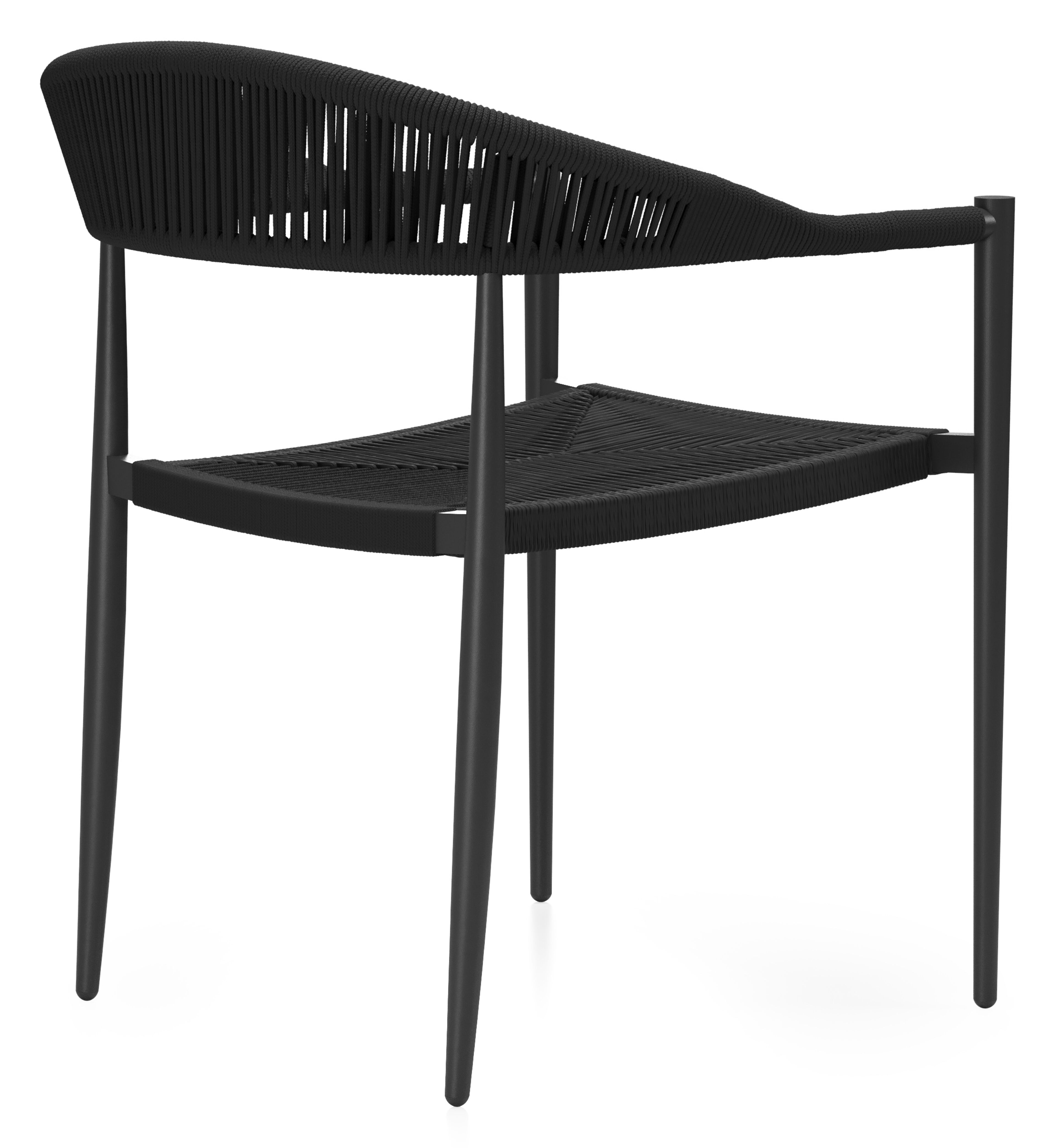 Chaise de jardin Guarda en aluminium noir et corde noir