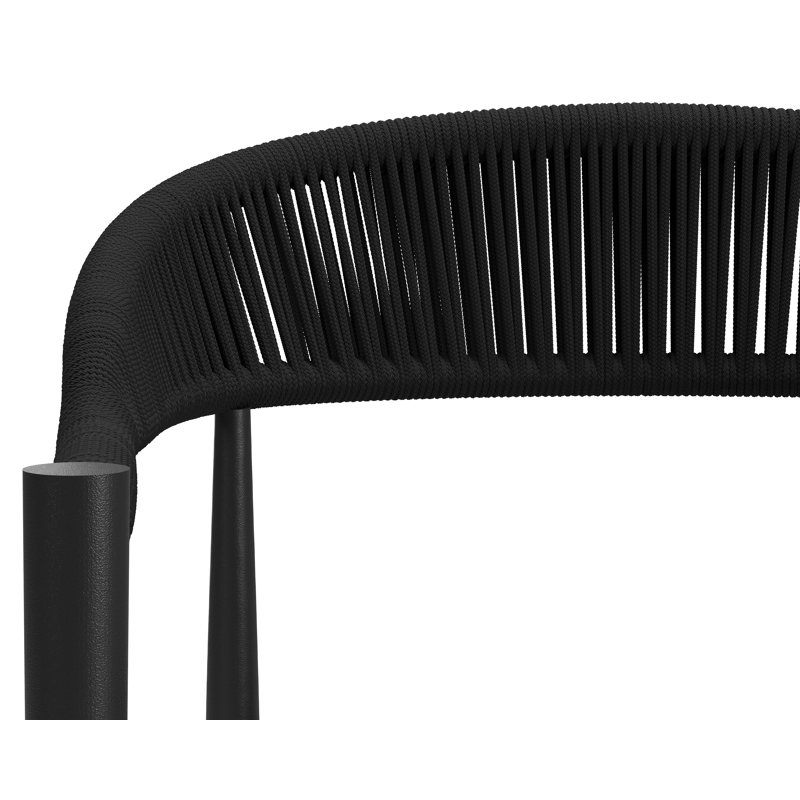 Ensemble de jardin Alora rectangulaire arrondi en aluminium noir et sintered stone noir avec 6 chaises de jardin Guarda empilables