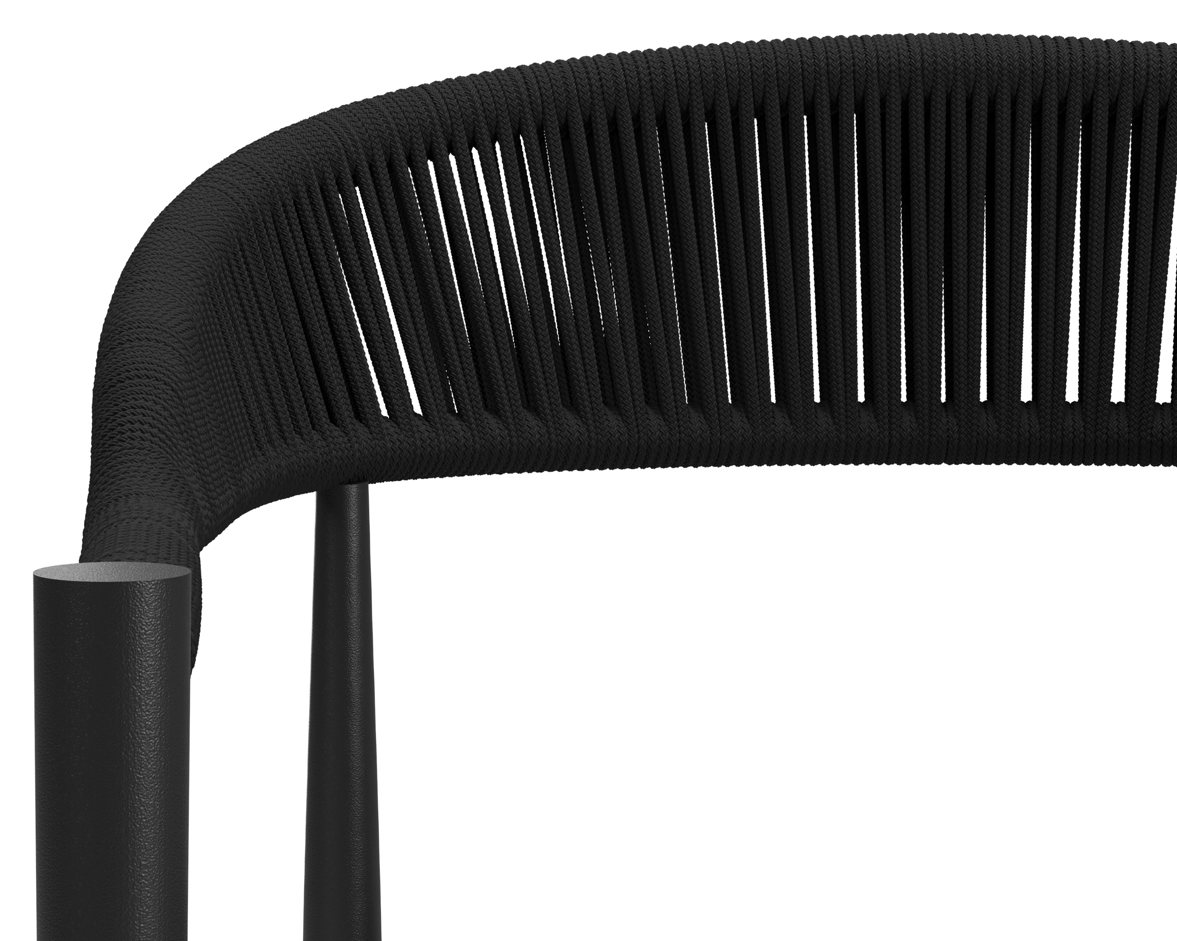Chaise de jardin Guarda en aluminium noir et corde noir