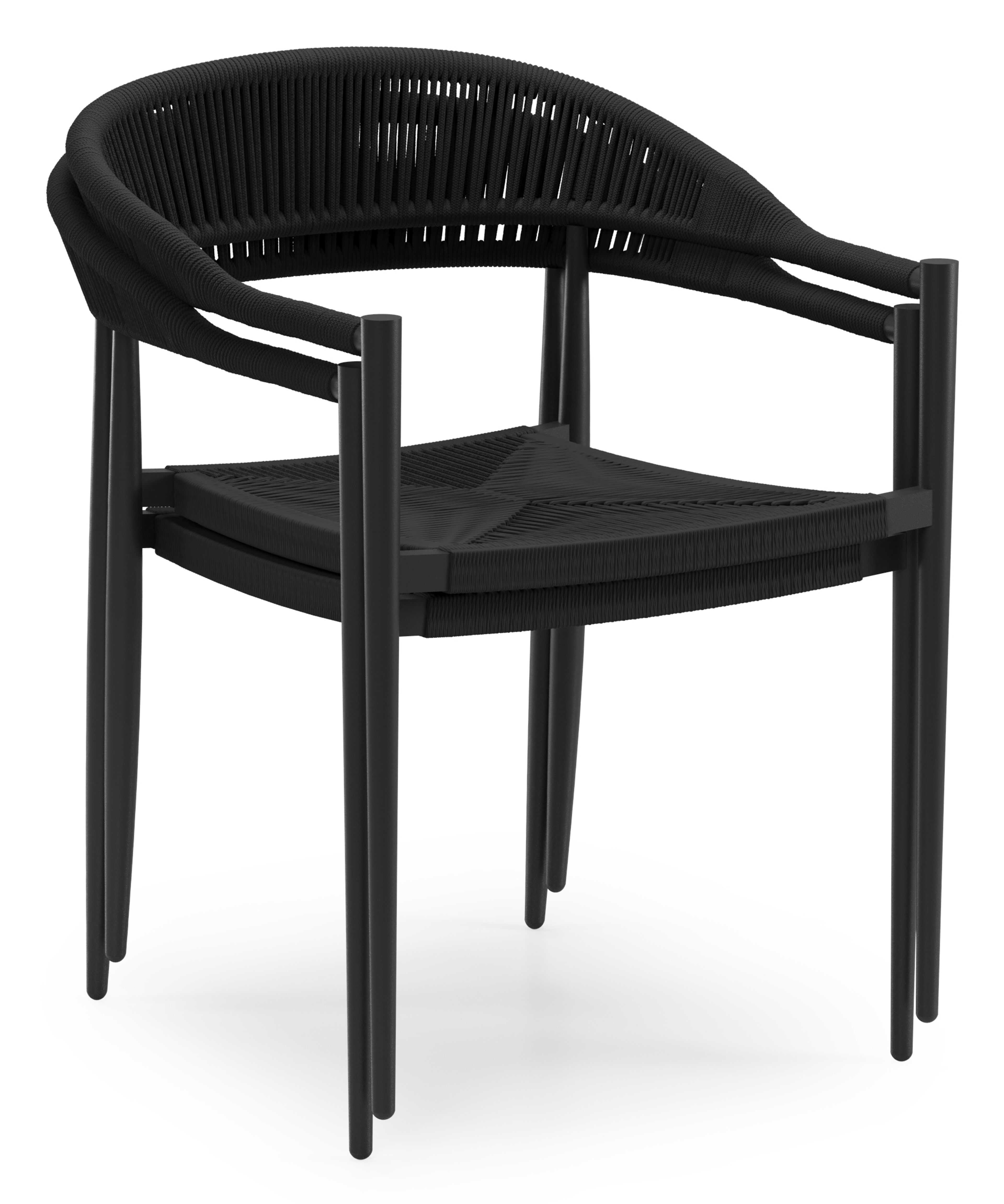 Chaise de jardin Guarda en aluminium noir et corde noir
