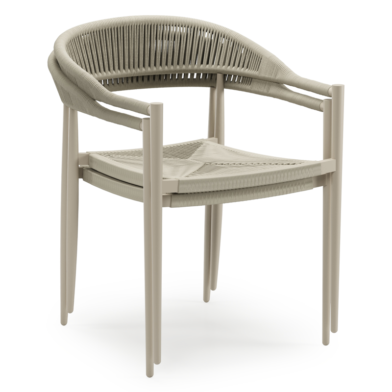 Chaise de jardin Guarda en aluminium beige et corde beige