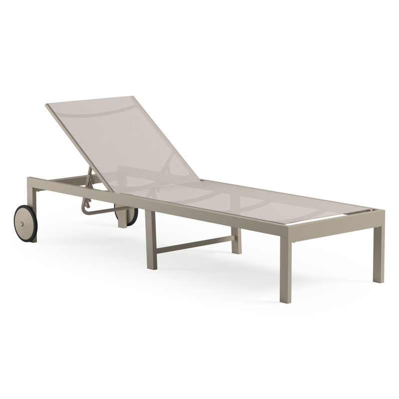 Alba verstelbaar ligbed in beige aluminium en beige single textileen