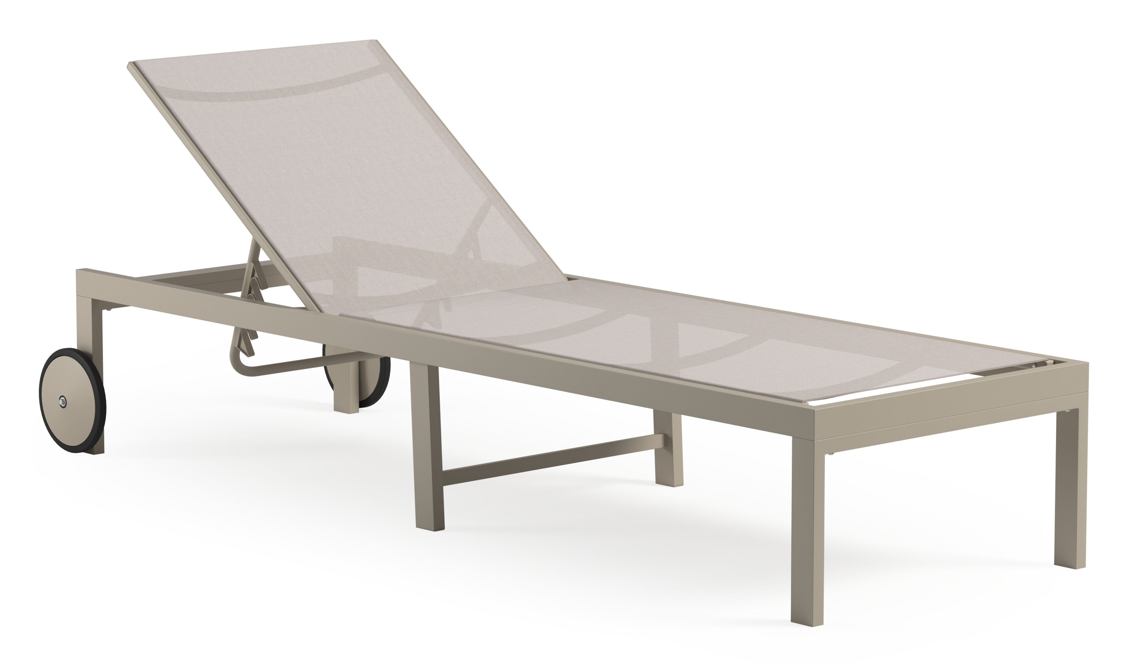 Chaise longue réglable Alba en aluminium beige et textilène simple beige