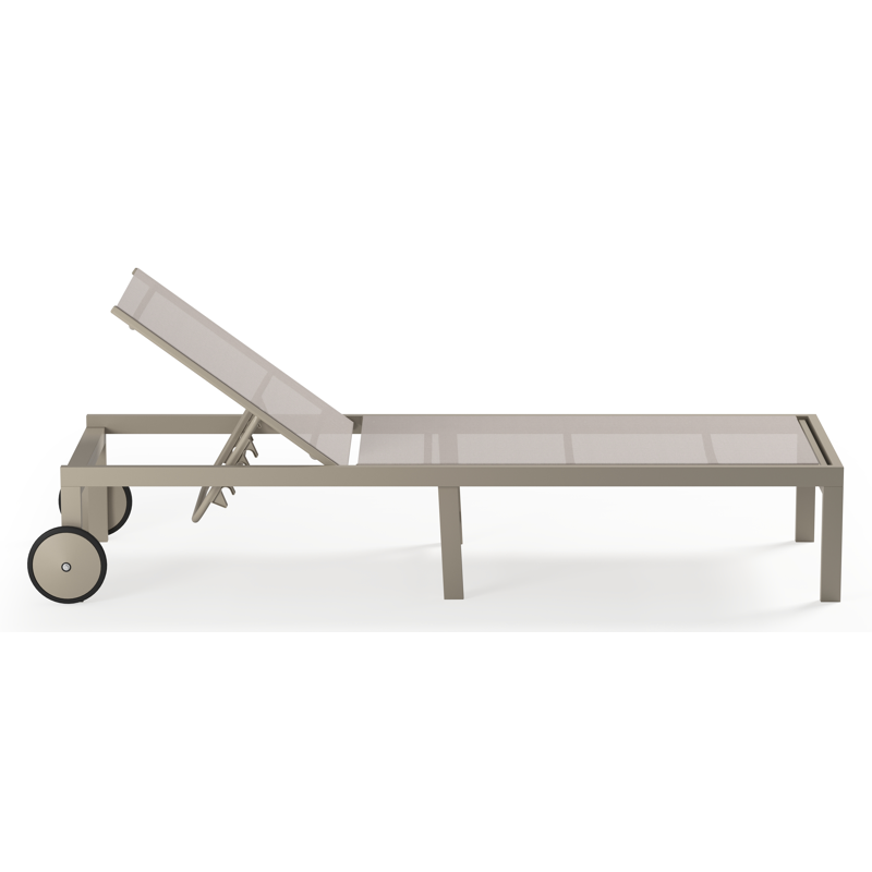 Alba verstelbaar ligbed in beige aluminium en beige single textileen