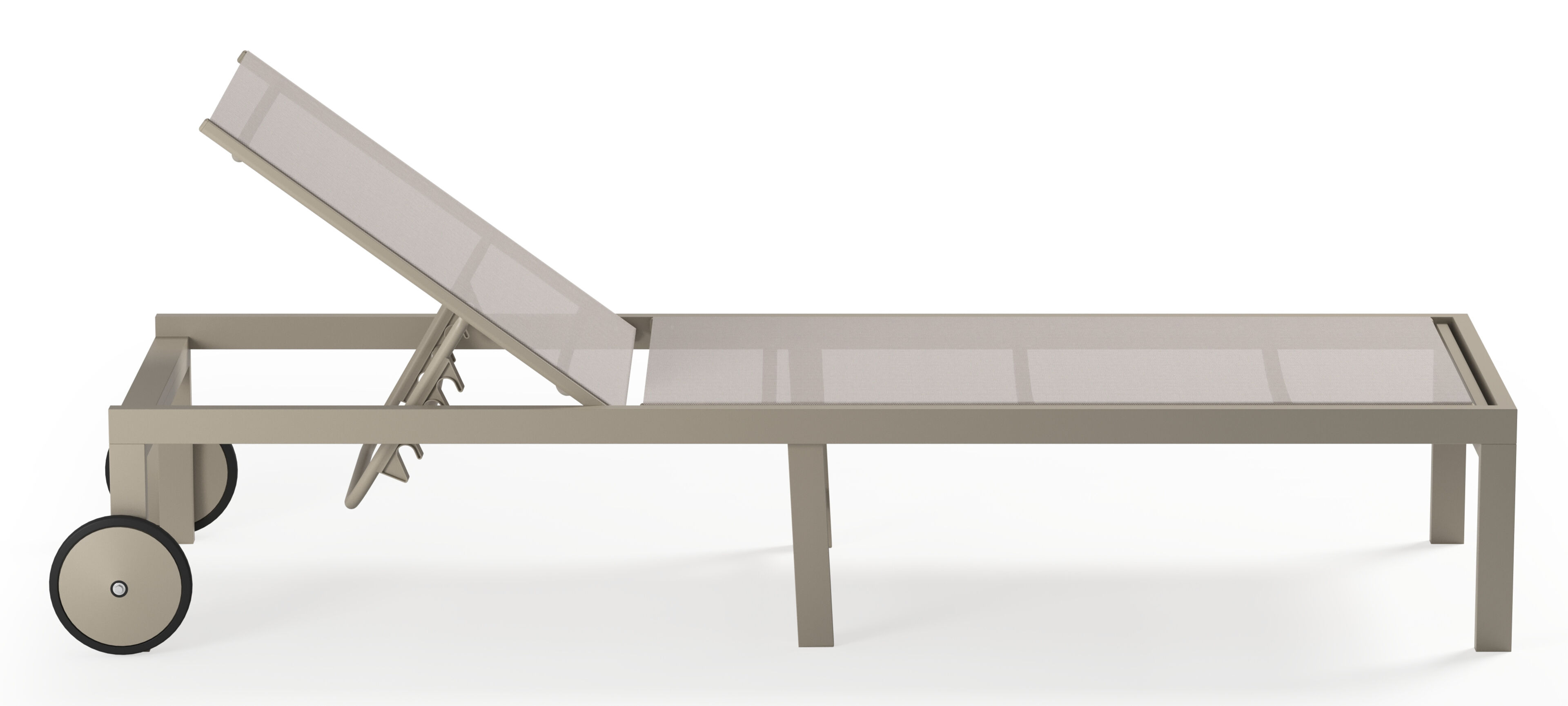 Chaise longue réglable Alba en aluminium beige et textilène simple beige