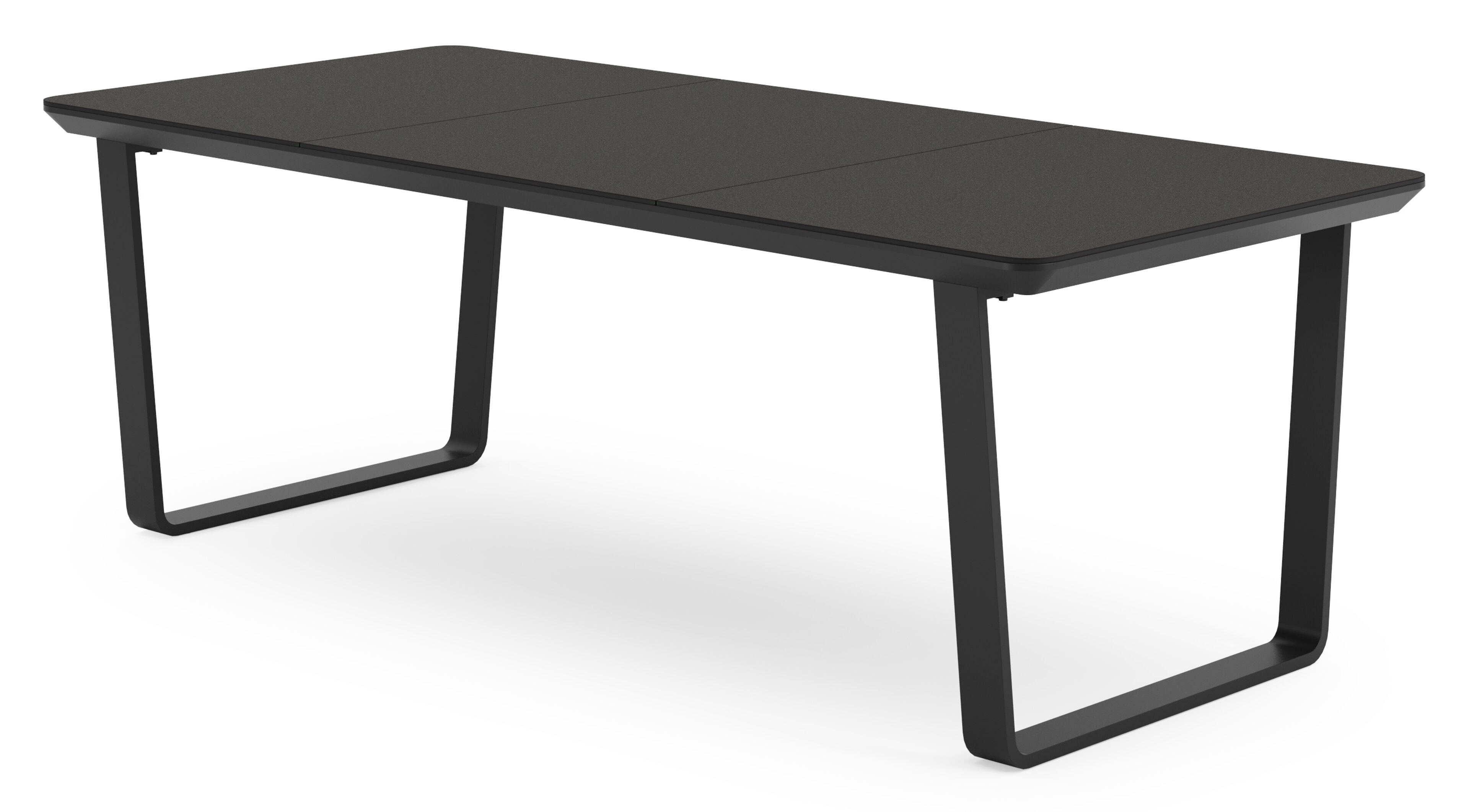 Table de jardin Alora rectangulaire arrondi arrondi en aluminium noir et sintered stone noir - Lg. 220 x Lrg. 100 x Haut. 75 cm