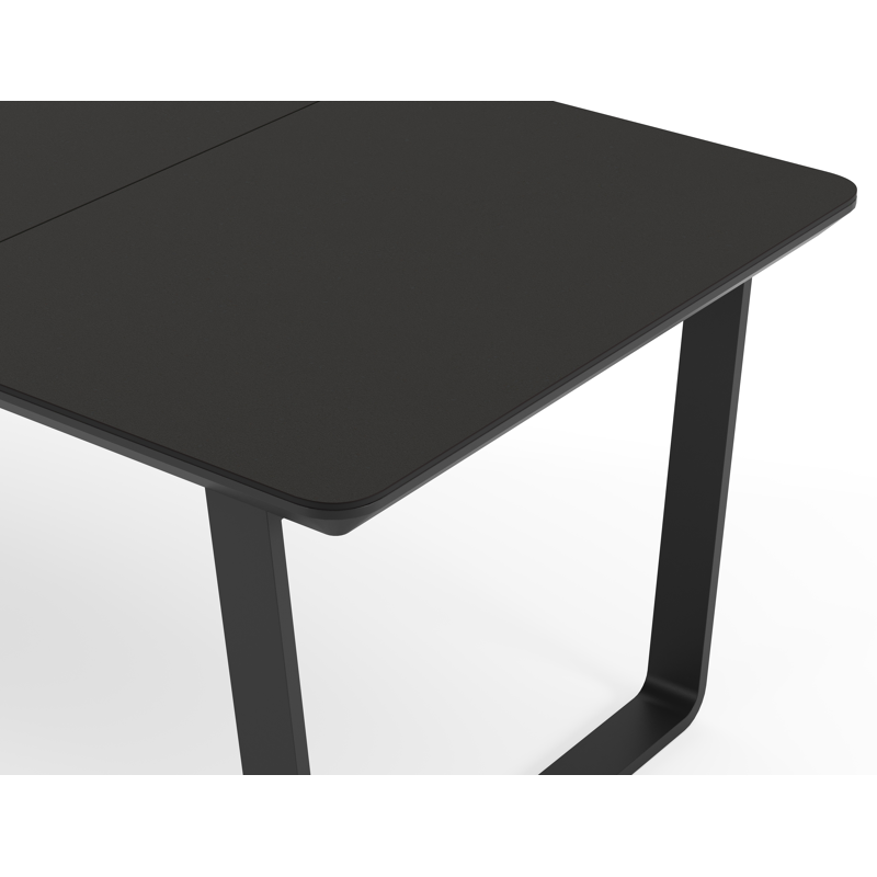 Ensemble de jardin Alora rectangulaire arrondi en aluminium noir et sintered stone noir avec 6 chaises de jardin Guarda empilables