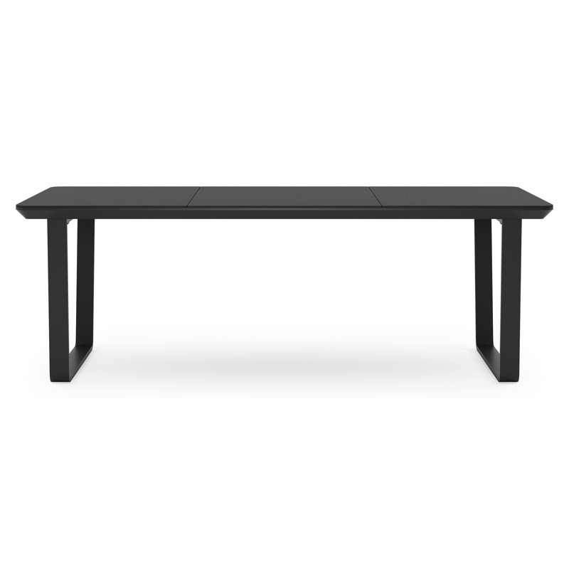 Ensemble de jardin Alora rectangulaire arrondi en aluminium noir et sintered stone noir avec 6 chaises de jardin Guarda empilables