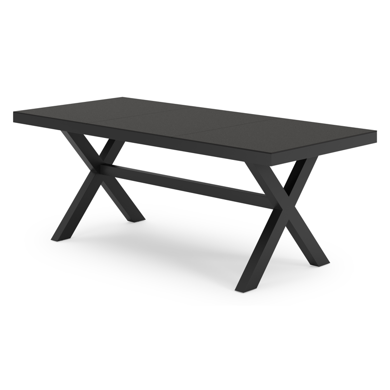 Bahia tuintafel rechthoekig in zwart aluminium en sintered stone zwart - L 200 x B 89 x H 75 cm