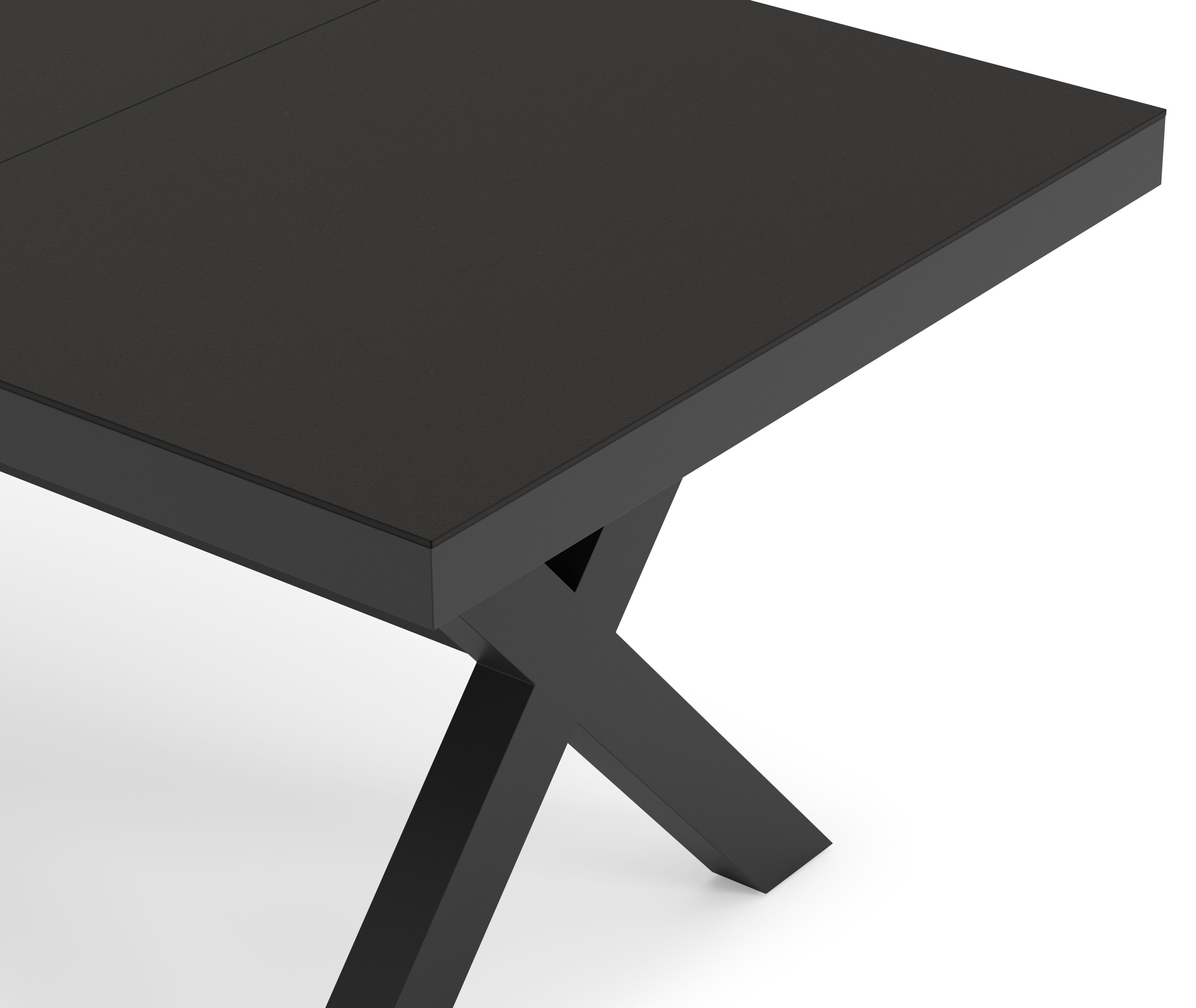 Bahia tuintafel rechthoekig in zwart aluminium en sintered stone zwart - L 200 x B 89 x H 75 cm