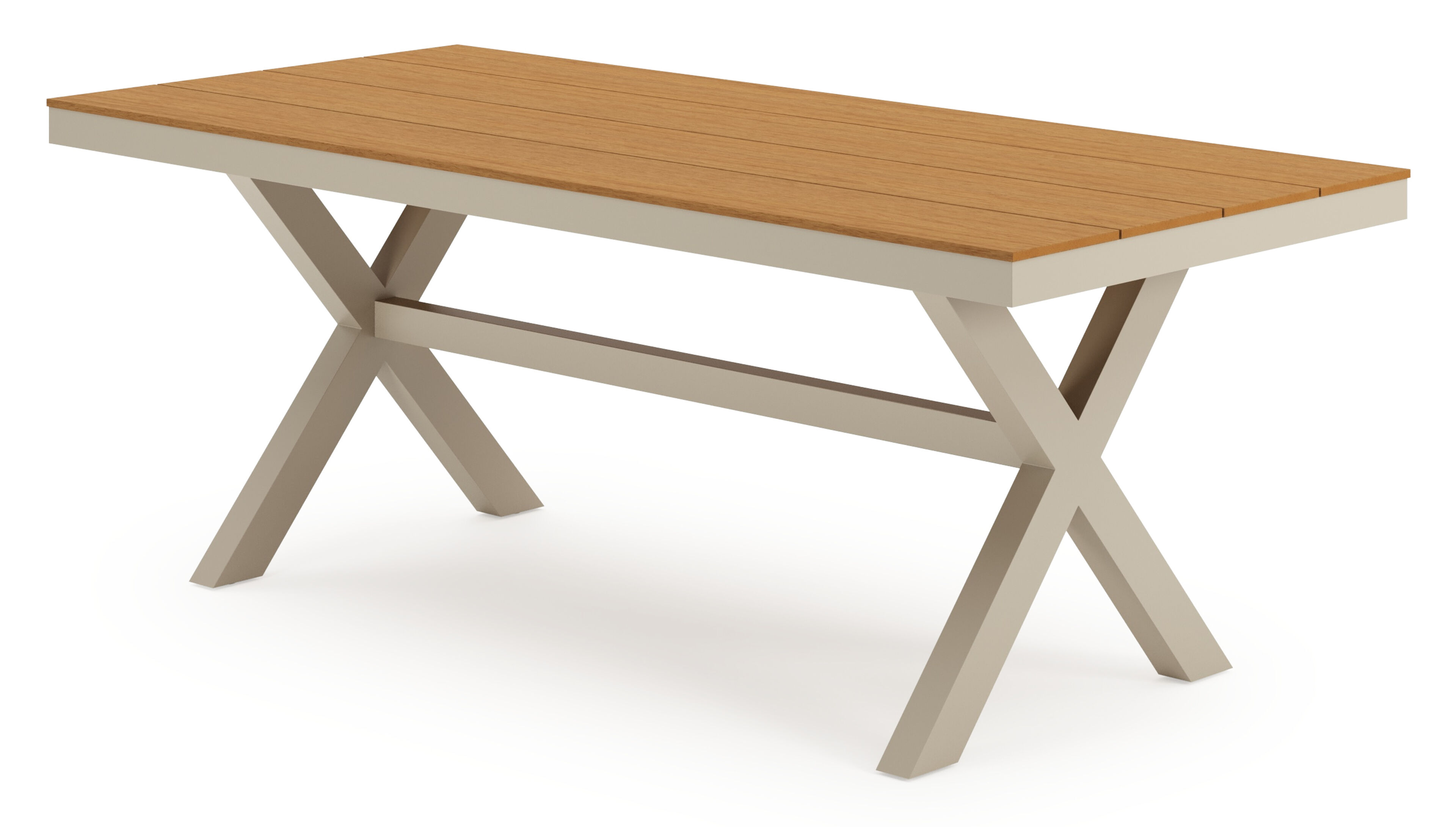 Bahia tuintafel rechthoekig in beige aluminium en polywood - L 200 x B 89 x H 75 cm