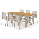 Bahia tuinset rechthoekig in beige aluminium en polywood met 6 Bahia tuinstoelen