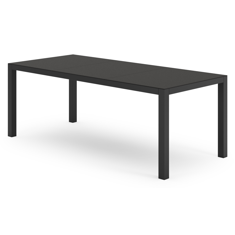 Table de jardin Toma rectangulaire en aluminium noir et sintered stone noir - Lg. 200 x Lrg. 90 x Haut. 73 cm