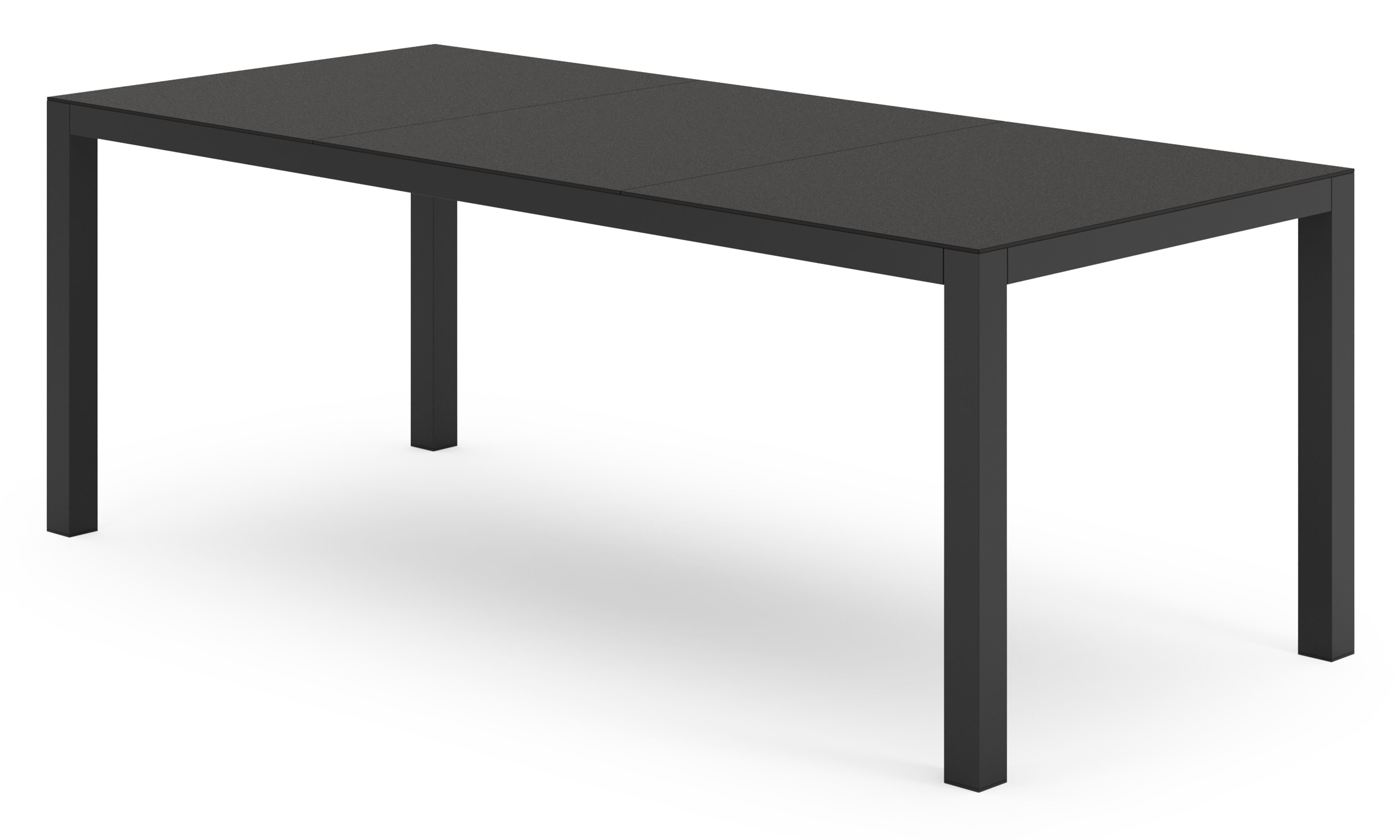 Table de jardin Toma rectangulaire en aluminium noir et sintered stone noir - Lg. 200 x Lrg. 90 x Haut. 73 cm