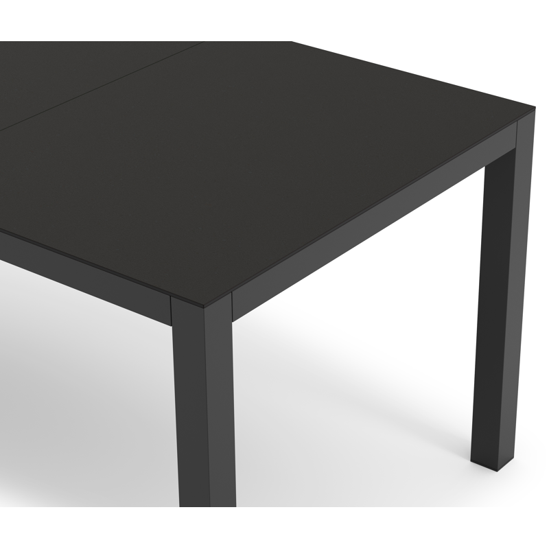 Table de jardin Toma rectangulaire en aluminium noir et sintered stone noir - Lg. 200 x Lrg. 90 x Haut. 73 cm