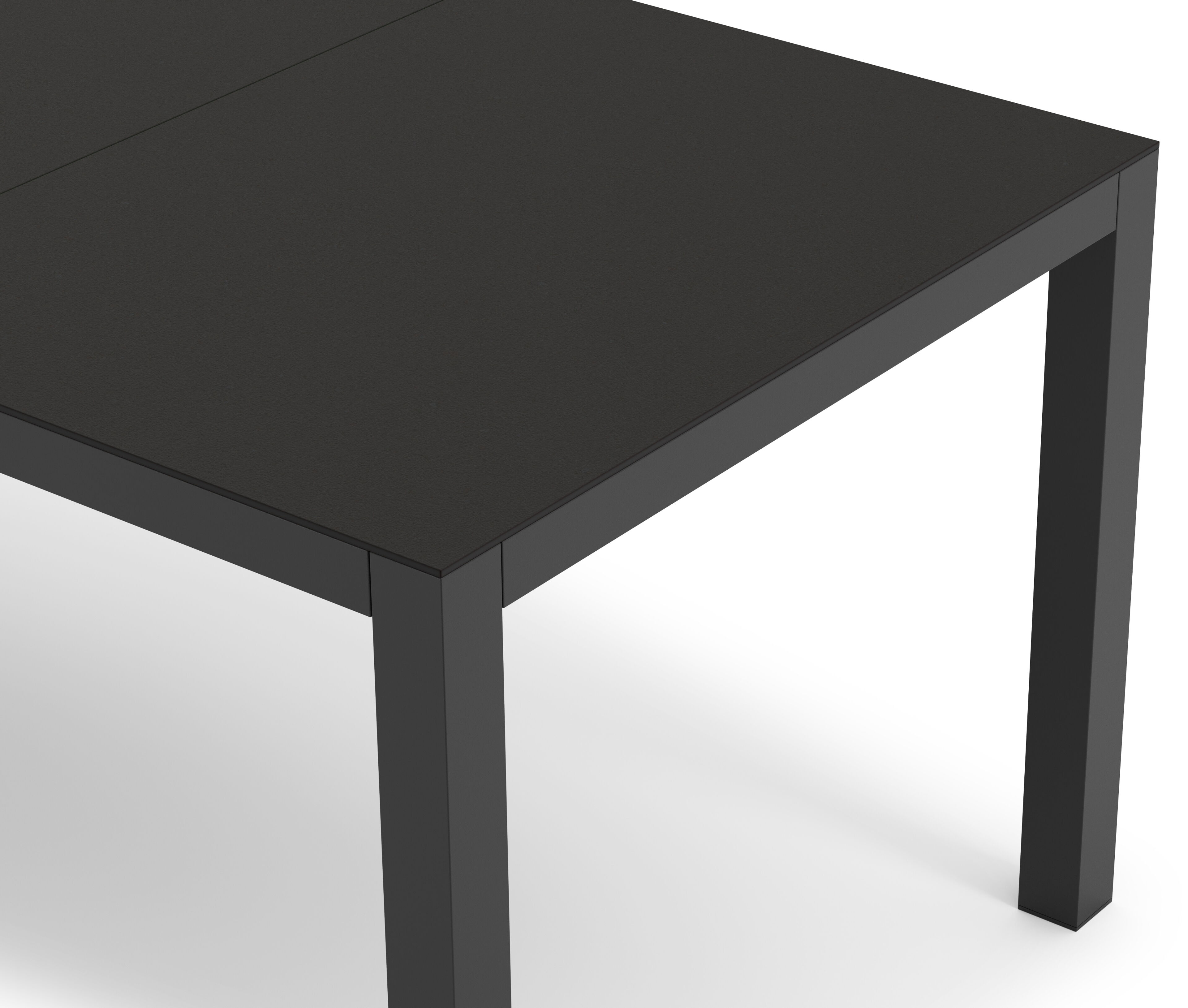 Table de jardin Toma rectangulaire en aluminium noir et sintered stone noir - Lg. 200 x Lrg. 90 x Haut. 73 cm