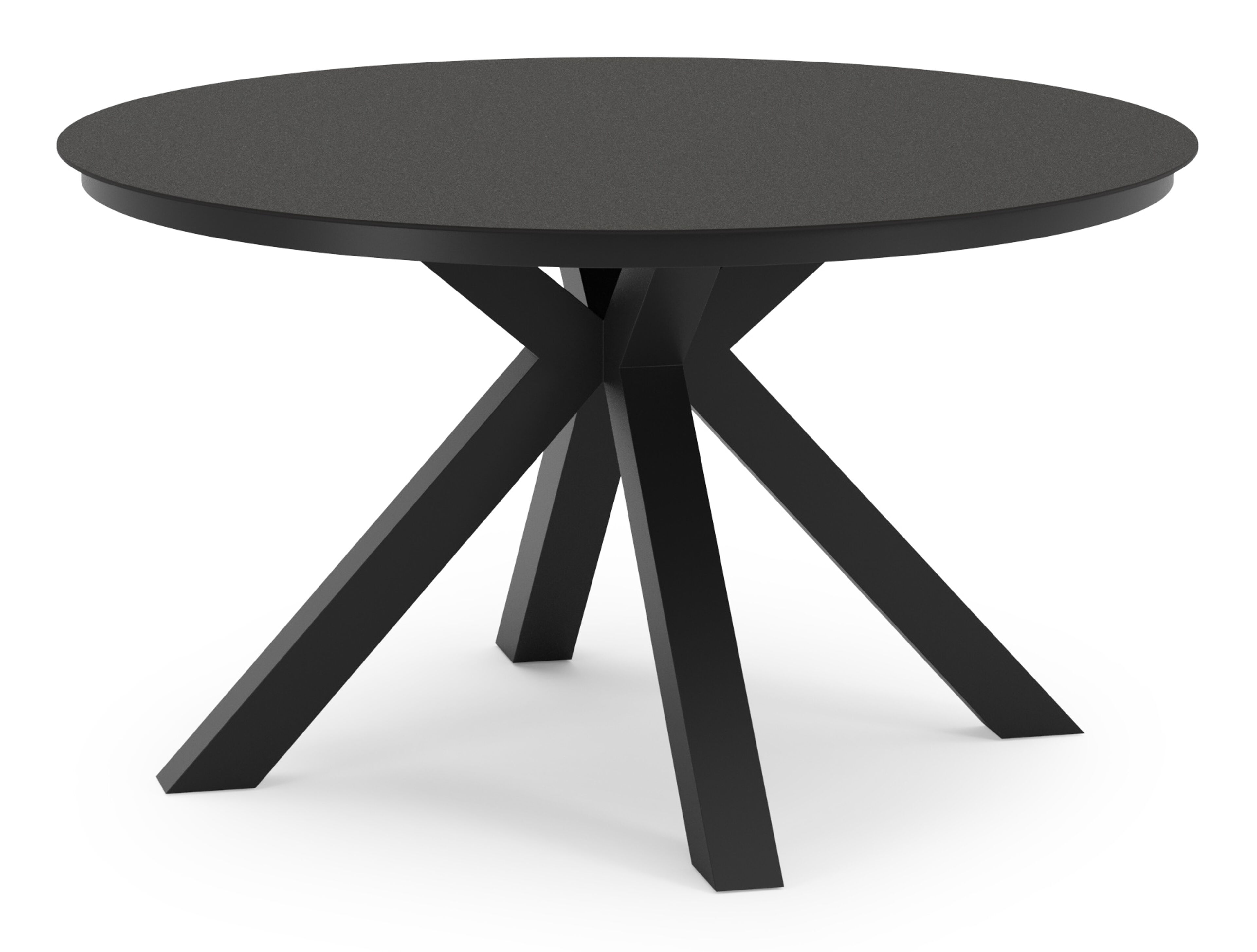 Tora tuinset rond in zwart aluminium en sintered stone zwart met 6 Paco tuinstoelen