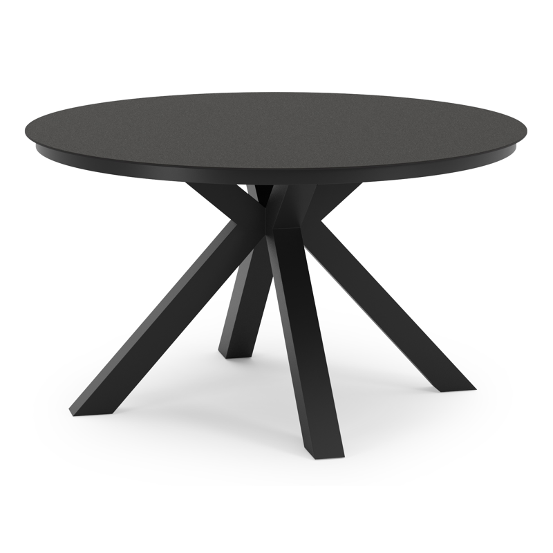 Table de jardin Tora ronde en aluminium noir et sintered stone noir - Dia. 140 x Haut. 75 cm