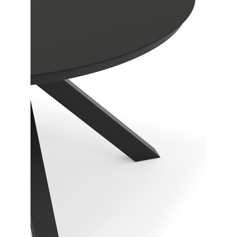Table de jardin Tora ronde en aluminium noir et sintered stone noir - Dia. 140 x Haut. 75 cm