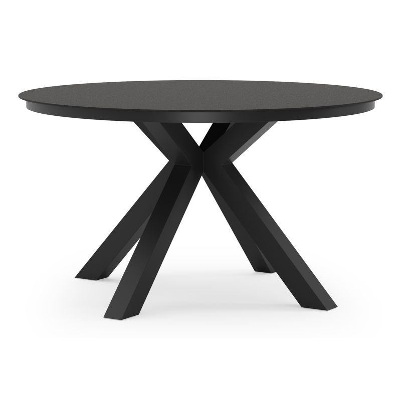 Table de jardin Tora ronde en aluminium noir et sintered stone noir - Dia. 140 x Haut. 75 cm
