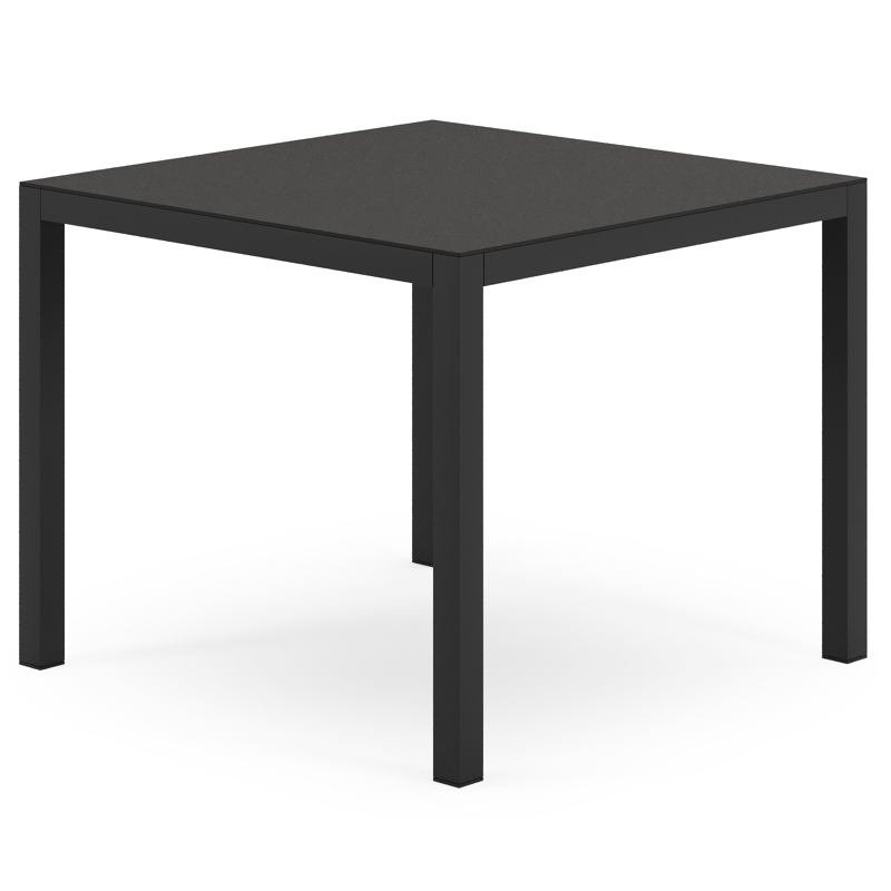 Feltro tuintafel vierkant in zwart aluminium en sintered stone notte minerale - L 92 x B 92 x H 74 cm