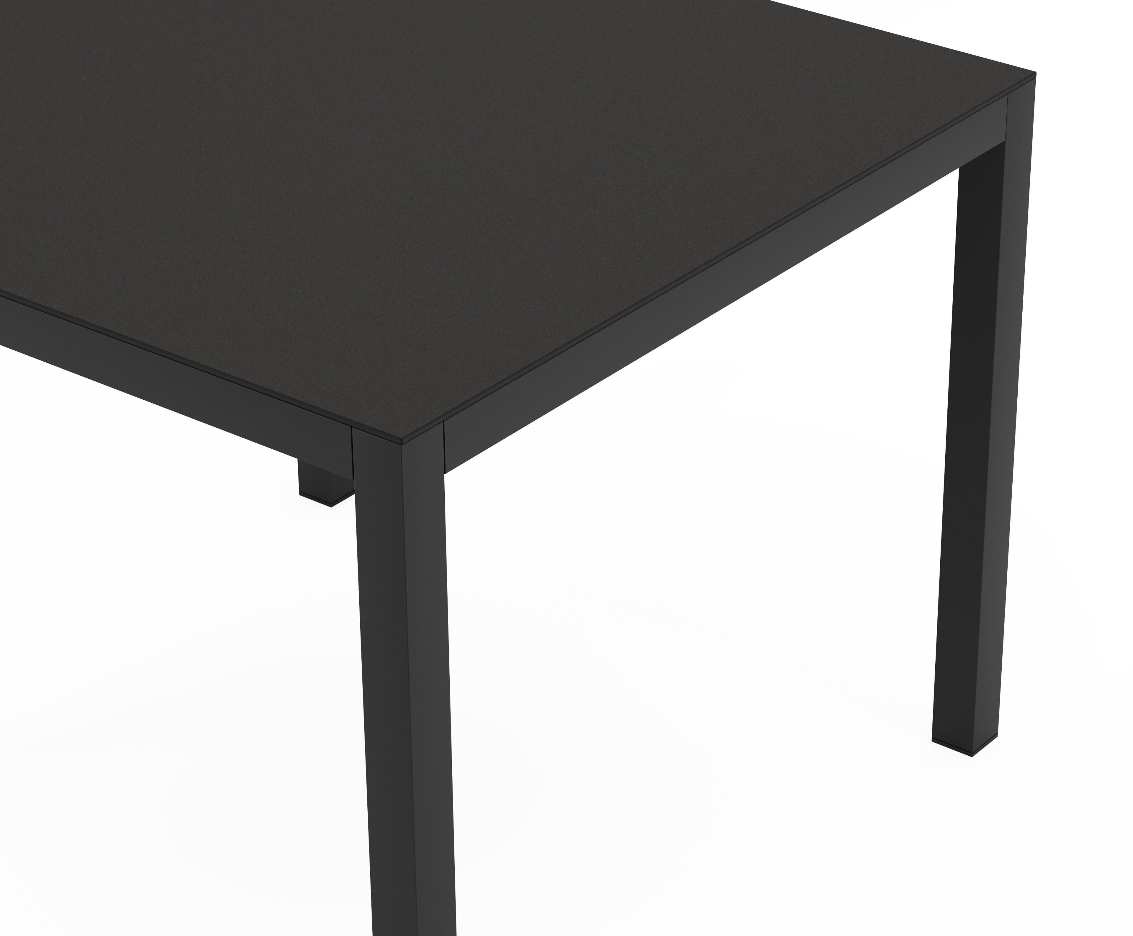 Table de jardin Feltro carré en aluminium noir et sintered stone notte minerale - Lg. 92 x Lrg. 92 x Haut. 74 cm