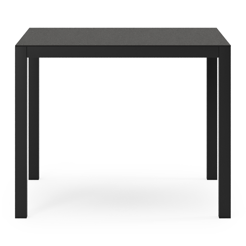 Feltro tuintafel vierkant in zwart aluminium en sintered stone notte minerale - L 92 x B 92 x H 74 cm
