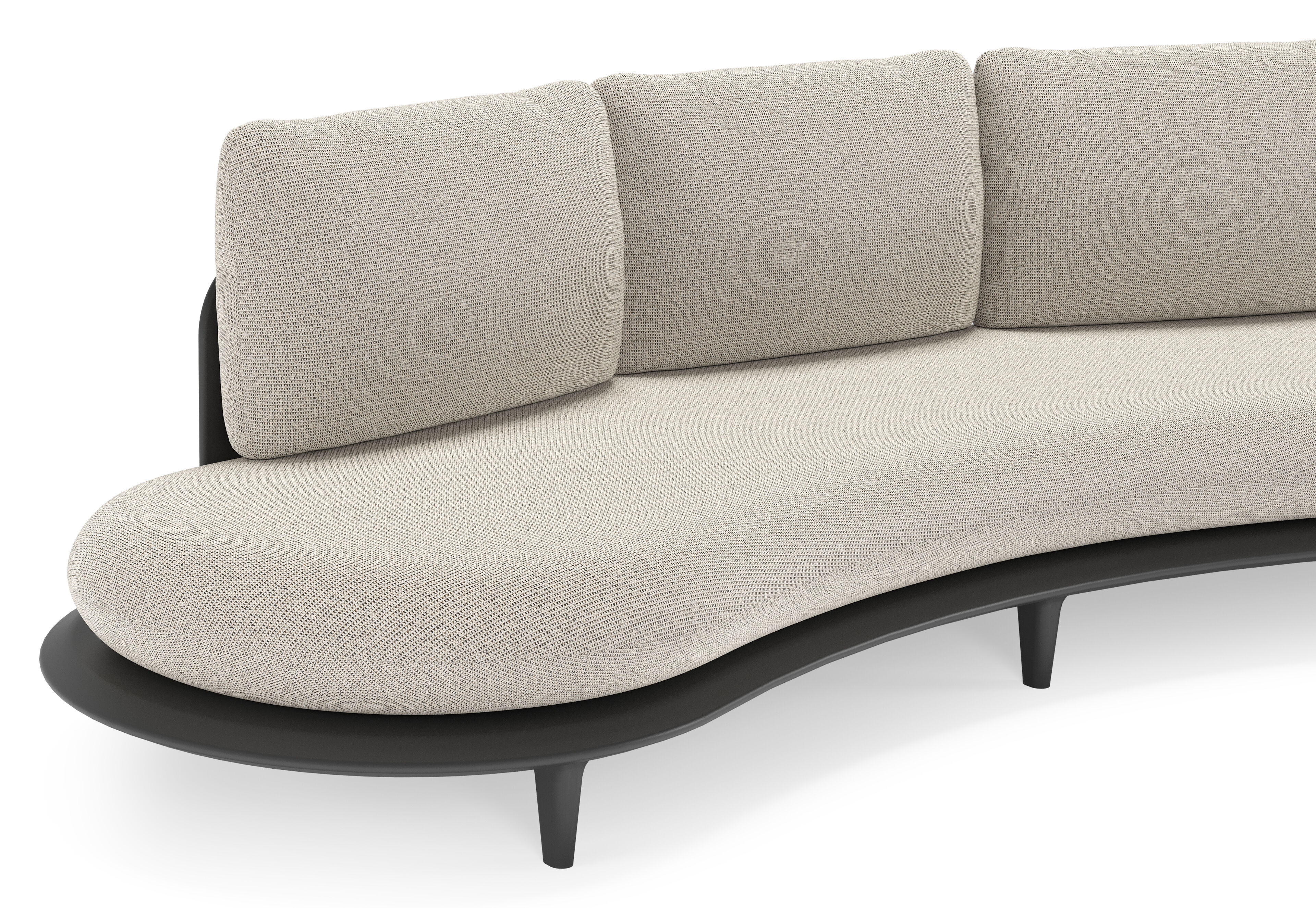 Bomero loungeset in zwart aluminium met firenze sand all weather solica kussen