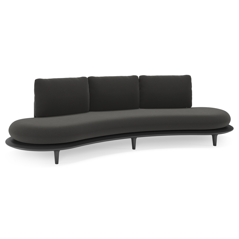 Bomero loungebank in zwart aluminium met natte sooty all weather sunbrella® luxe kussen
