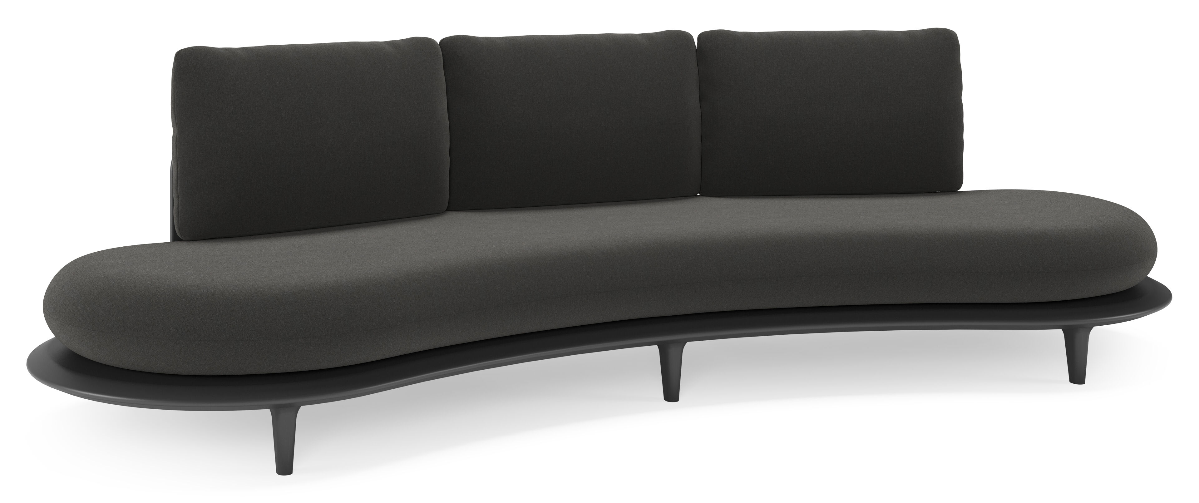 Bomero loungebank in zwart aluminium met natte sooty all weather sunbrella® luxe kussen