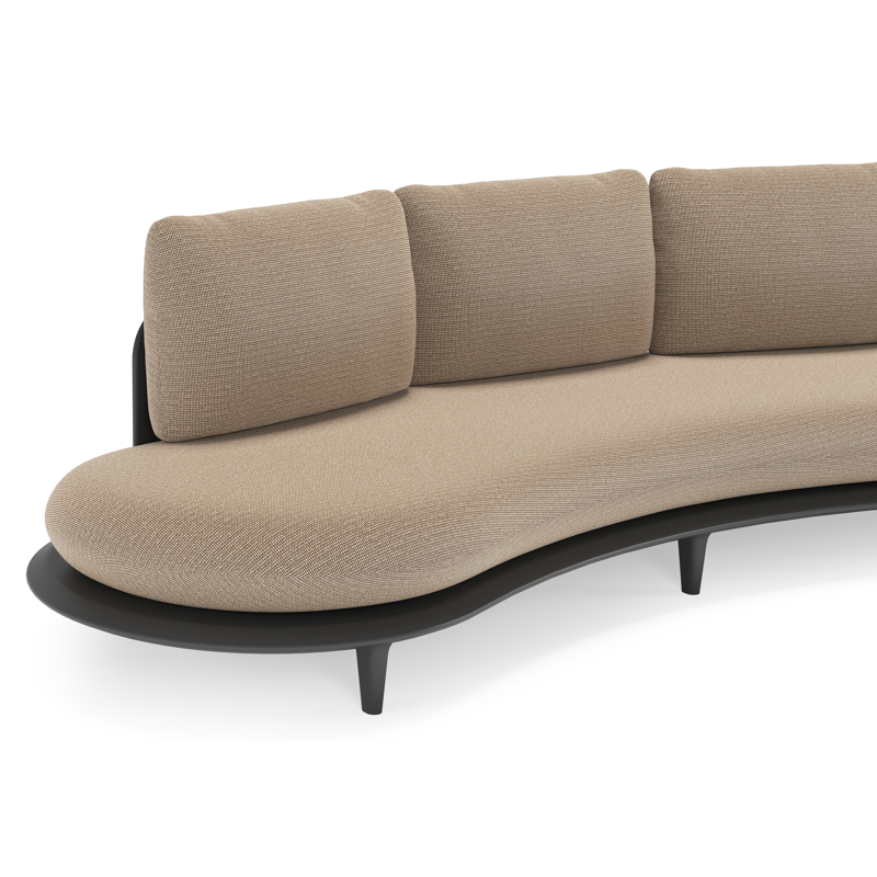 Bomero loungebank in zwart aluminium met firenze earth all weather solica kussen
