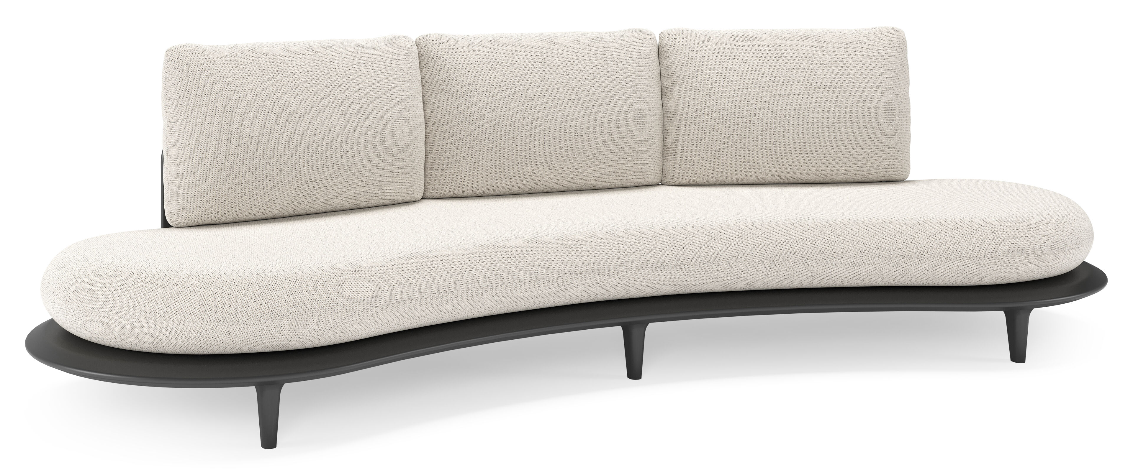 Canape de jardin Bomero en aluminium noir et coussins en all weather solica firenze natural