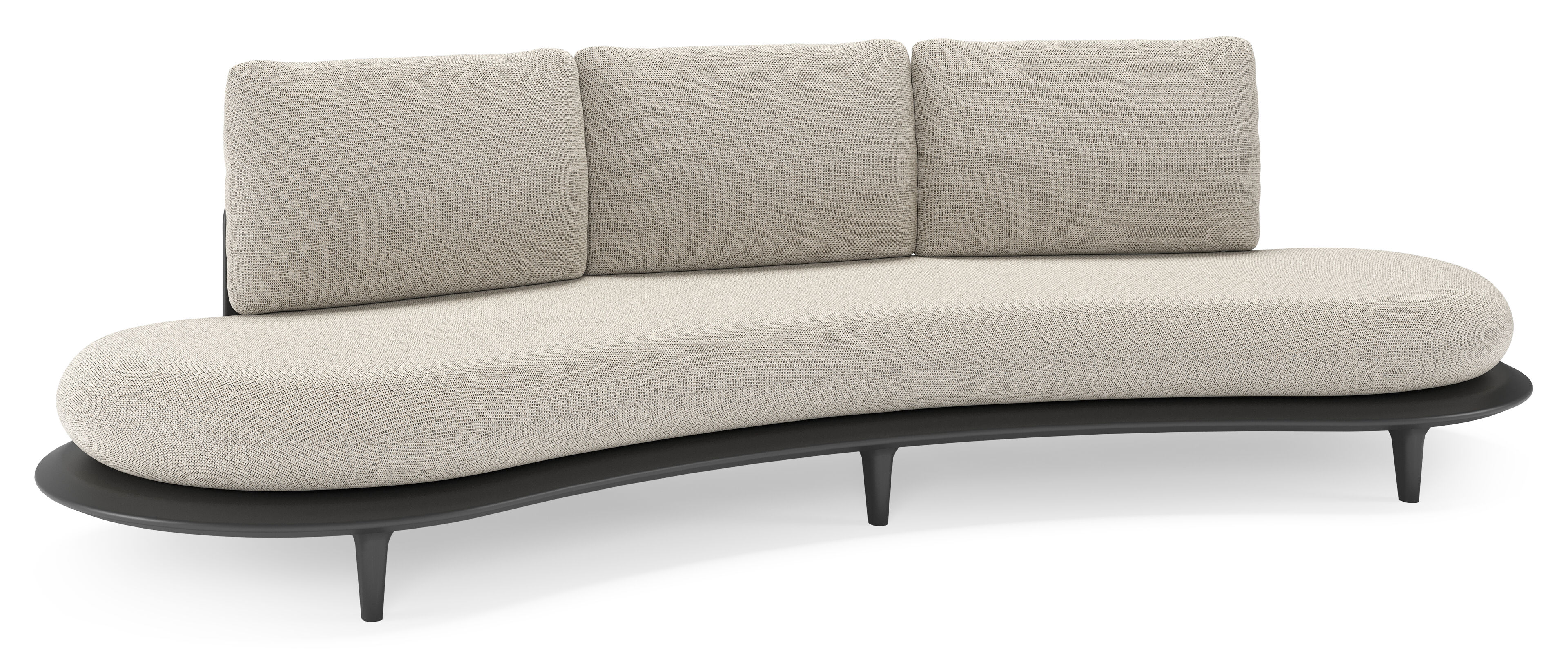 Canape de jardin Bomero en aluminium noir et coussins en all weather solica firenze sand