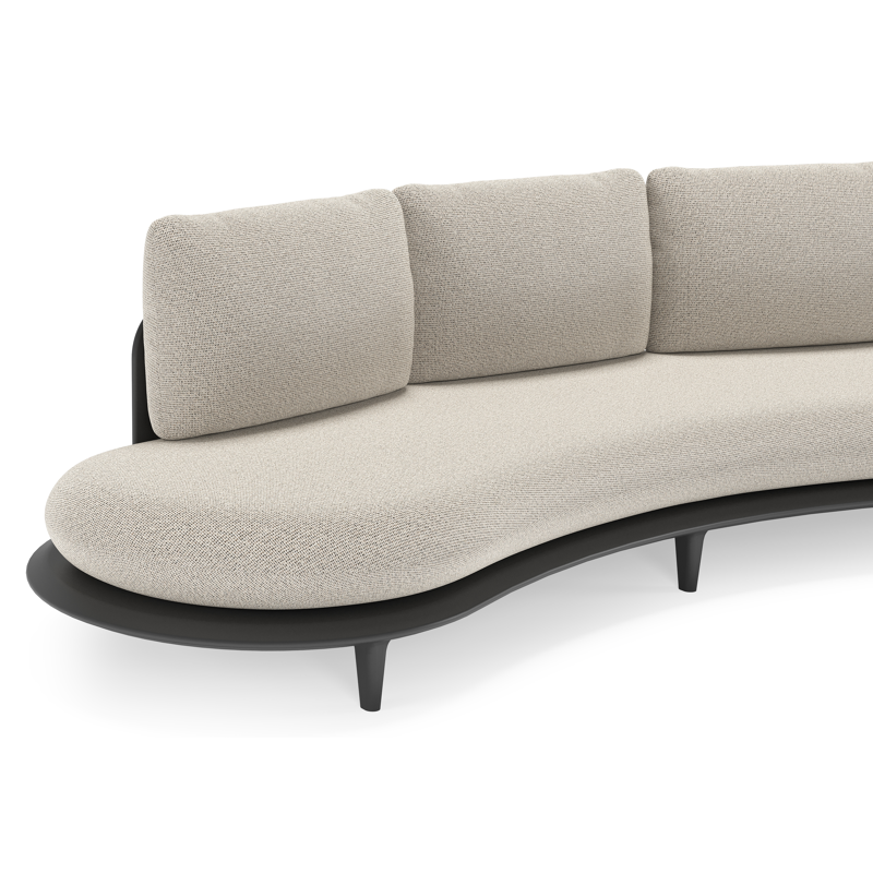 Bomero loungebank in zwart aluminium met firenze sand all weather solica kussen