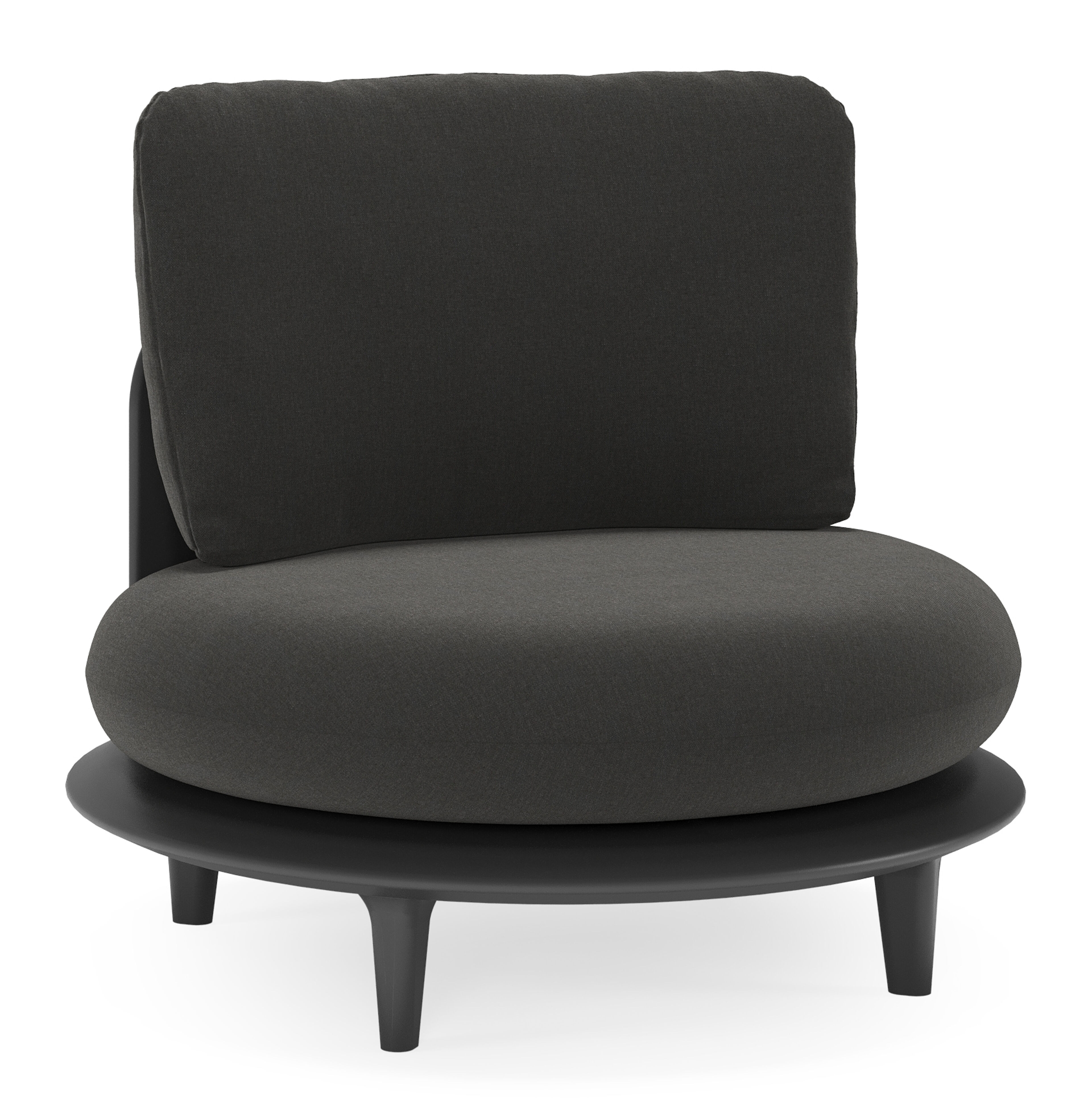 Bomero loungestoel in zwart aluminium met natte sooty all weather sunbrella® luxe kussen