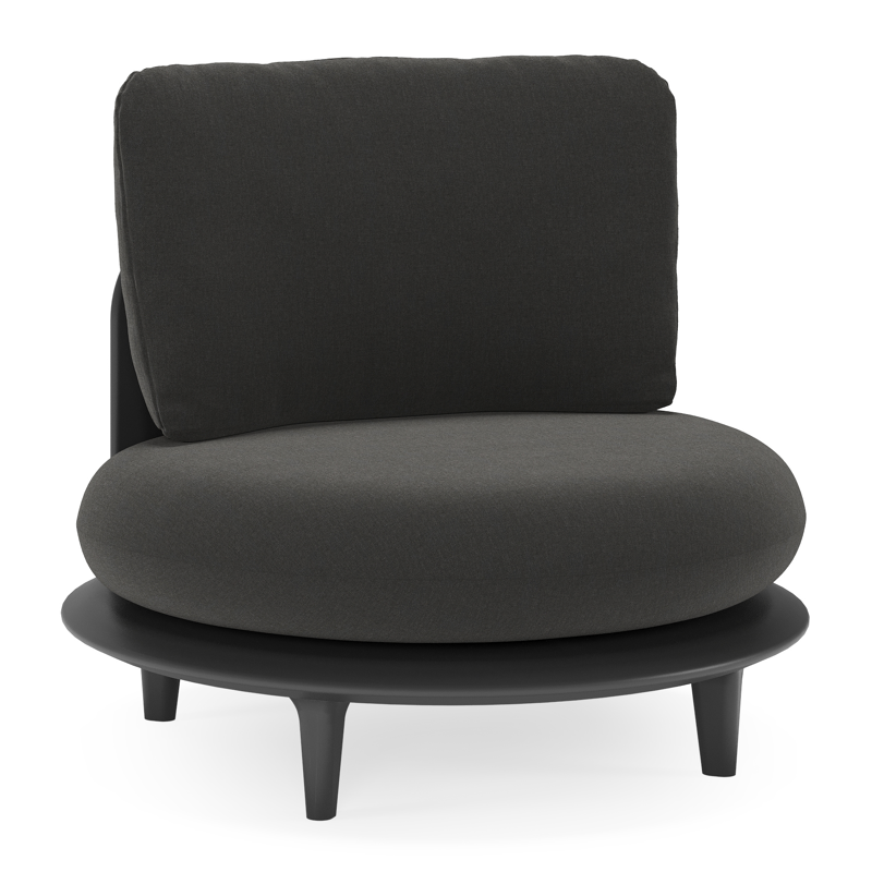 Bomero loungestoel in zwart aluminium met natte sooty all weather sunbrella® luxe kussen