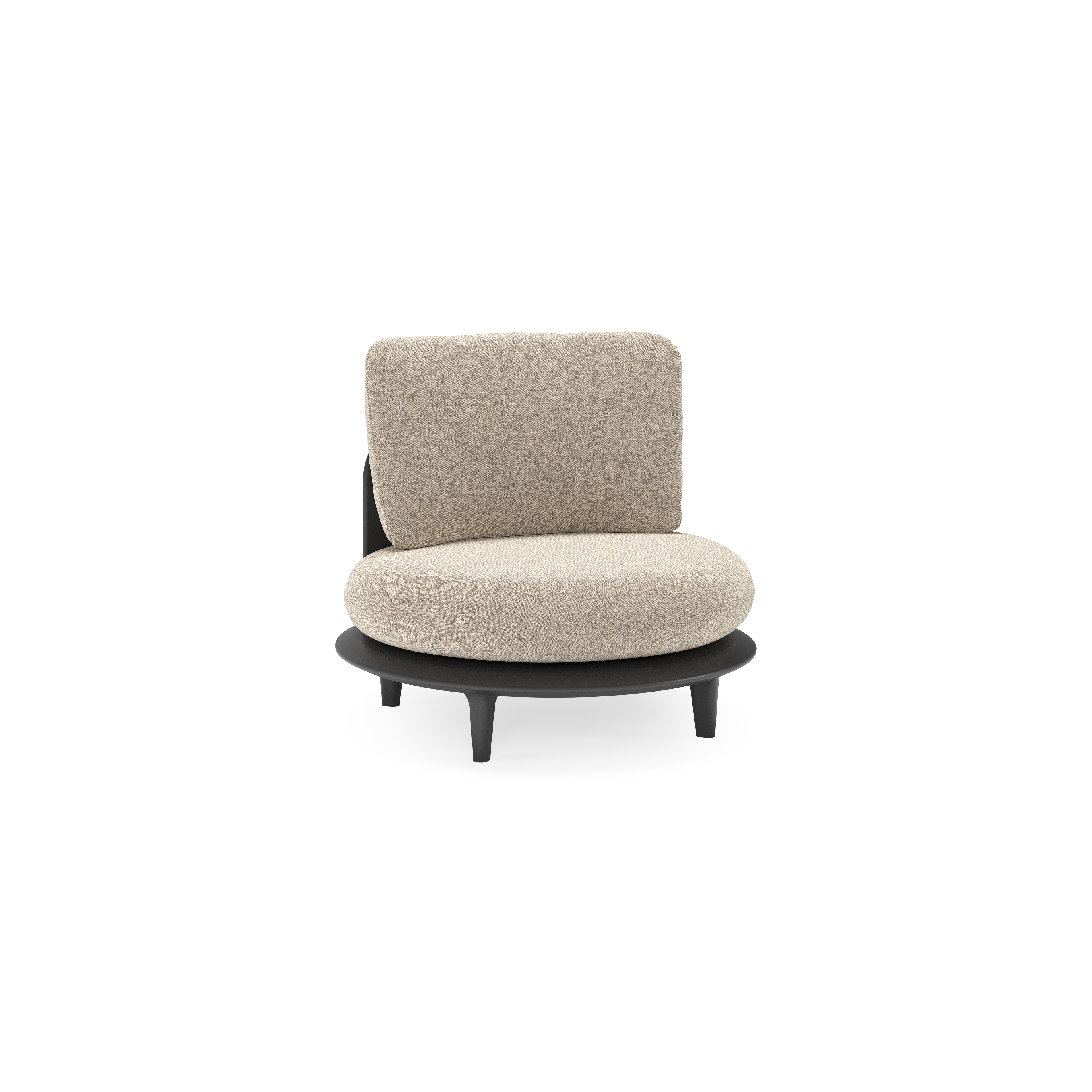 Fauteuil de jardin Bomero en aluminium noir et coussins en all weather sunbrella® luxe chartres pewter