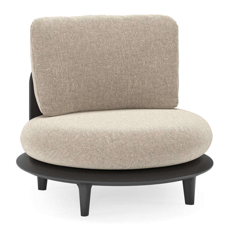 Bomero loungestoel in zwart aluminium met chartres pewter all weather sunbrella® luxe kussen