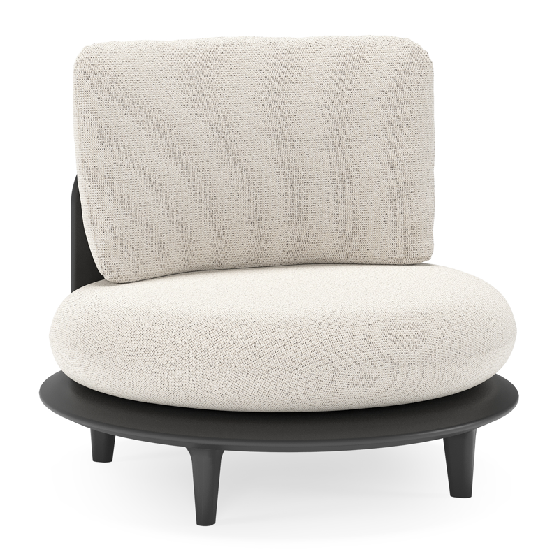 Fauteuil de jardin Bomero en aluminium noir et coussins en all weather solica firenze natural