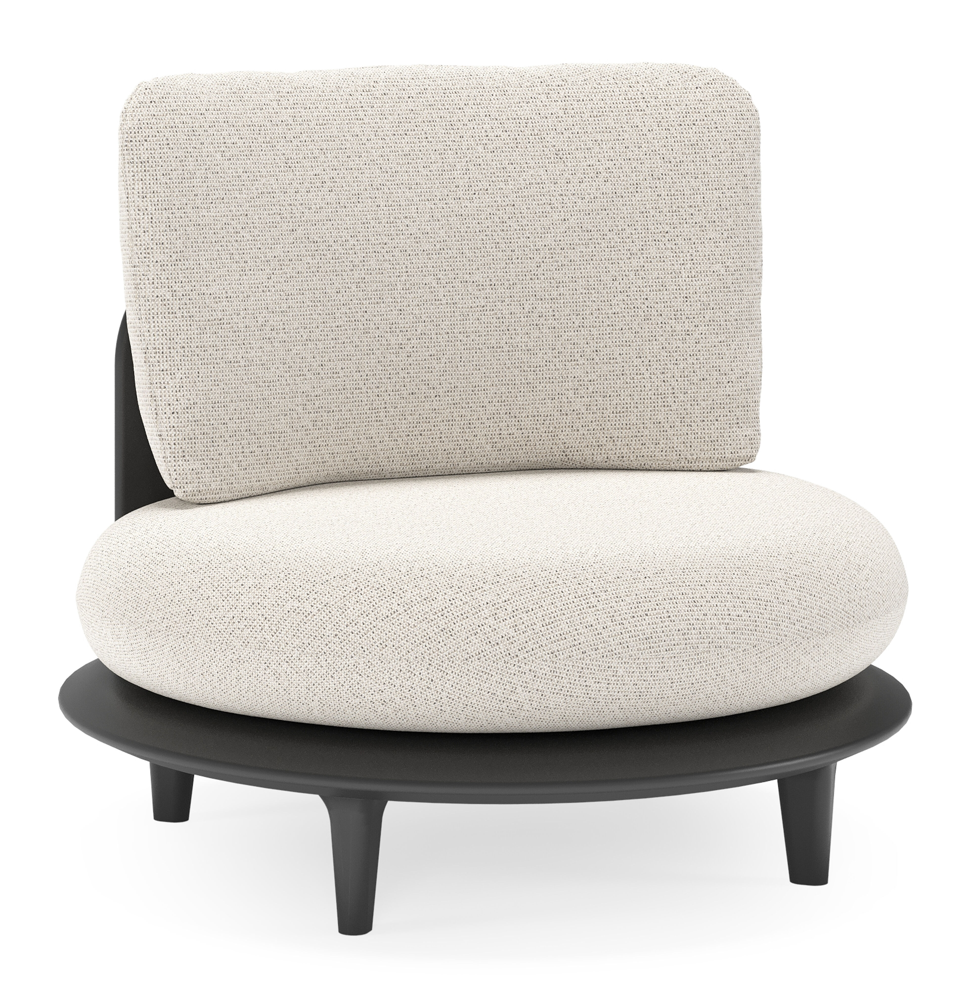 Fauteuil de jardin Bomero en aluminium noir et coussins en all weather solica firenze natural